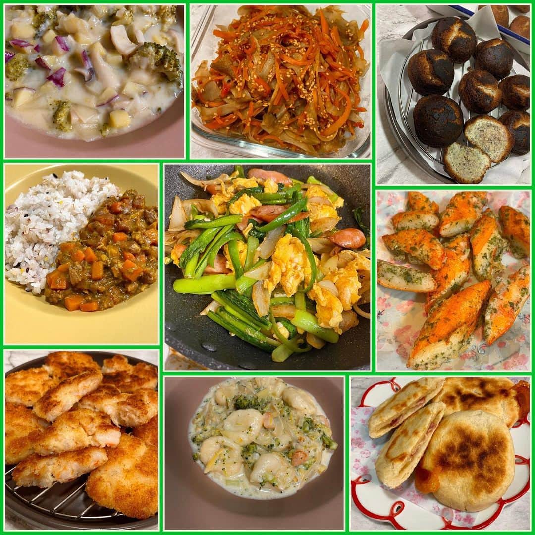 長江里加のインスタグラム：「#りかちまる飯 もう夏ですね〜！！ そろそろ流しそうめんやろっかな〜！ 流してるだけで数百倍美味く感じるの なぁ〜ぜなぁ〜ぜ？(最近流行ってるうざいネタ。使い方間違ってるけど) ⁡ ⁡ ①さつまいものシチュー お気づきかと思いますが、まだ冬メニューです⛄️ 栗原はるみさんのシチューの素を使いました！ 『男子ごはん』も勿論観てます！ファンです！笑 入れたもの｛🍠、🧅、🥦、エリンギかな？｝ 焼き芋はそんなに得意じゃないのですが、 こんな風に料理に入れるさつまいもは大好きです‼︎ お味噌汁とかね〜 ⁡ ⁡ ②今度はカレー こちらはジャワカレーかな〜 ｛🥦、🥕、ひき肉｝玉ねぎ入ってなさそう！ とにかく野菜多めにしたくて、 割合的には🥦が7割くらいだったと思う 栄養全部溶け込んでる〜 体質的にカレーがあまり合っていないので たま〜に特別食べます❣️ ⁡ ⁡ ③えびぷりコロッケ こちらインスタで見つけたレシピ! ｛エビ、はんぺん、マヨ、片栗粉、塩胡椒、醤油｝ を袋の中に入れて混ぜ混ぜ(海老は切る) 成形してパン粉をつけたら揚げ焼き！ 死ぬほどうまい…… 考えた人天才！！！ また近日作る。 ⁡ ⁡ ④じゃがいもニョッキ クリーム系のスープ？にしました 🥦🦐🧅とかが入ってるね👀 豆乳とかで作ったと思う ニョッキは🥔蒸して、HBでこねこね めんどかったから今度からは出来合いのニョッキで🤣 ⁡ ⁡ ⑤まっくろくろすけ！笑 立花日菜ちが家に来た時にサーターアンダギー揚げたんだけど、 火力てきとーすぎて全部焦げた🤣🤣 なのに中が生という…。 半分に折って、また揚げて、また折って揚げて、 って繰り返してたら、 ただただ炭を量産してるだけの構図になって、 長江さんってほんと面白いですねってひなちに言われて笑った😂😂 ほんとは丸いのがいいんだけど、 平べったくして揚げたら上手くいった！💦 ⁡ ⁡ ⑥カニカマ天ぷらあおさ〜 青のり入れた！ 米粉で揚げた！ 最高！ なんかね、買ったカニカマがとてつもなく不味くてさ笑笑 こうしたら美味くなった！よかった！ ⁡ ⁡ ⑦フライパンでパニーニ パニーニって初めて聞いた！！ チーズナン作ろうと思ったらいつの間にかパニーニ作ってた！笑 カッチカチのチーズパンになちゃた🙂 ハード系のパンだと思ったらめっちゃ美味しい。 パクパク全部食べた🙃 ベーコンも入ってる！ ⁡ ⁡ ⑧きんぴら お友達が遊びに来た時についでに作ったきんぴら！ この時確か、ごぼうが家にたくさんあったんだよね。 もう目瞑ってでもきんぴら作れるってくらい作りまくった！ ピリ辛が好き〜😘 ⁡ ⁡ ⑨ただの野菜炒め 余った具材で作ったテキトー飯 ふわ玉も入ってるので満足感高い！ 卵まだまだ値上がったままだね〜😫 今まで捨てるように使ってたのに…… 大切にしなきゃ🥚 高いから、いっそのこと高級な卵使お👍 ⁡ ⁡ ってな感じで以上です！ また次回の #りかちまる飯 もお楽しみに！ 質問あったらコメントくださ〜い♪ ⁡ めでたしめでたしめしうまし🙏 ⁡ ⁡」
