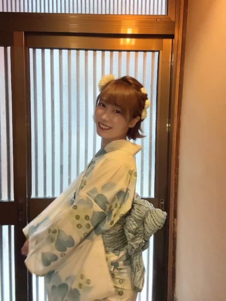 のインスタグラム：「👘🍇💚  #浴衣 @kyoto_kimonomachi  #着付け /ヘア @kpoint0303」