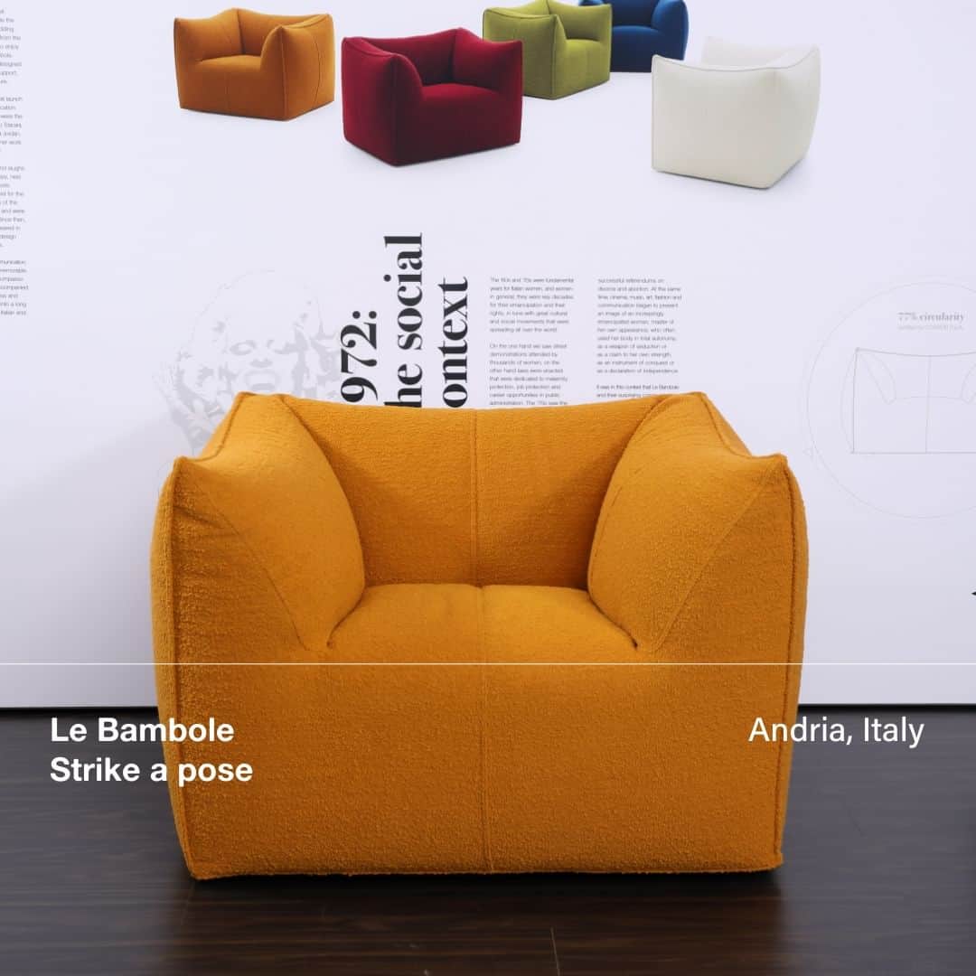 B&B Italiaのインスタグラム：「Let your creativity run wild. Experience Bambola armchair like never before.  Thanks to Lorusso Arredamenti for participating to this project.  @lorussoitalia @mariobelliniarchitects  #bebitalia #design #strikeapose #LeBambole」