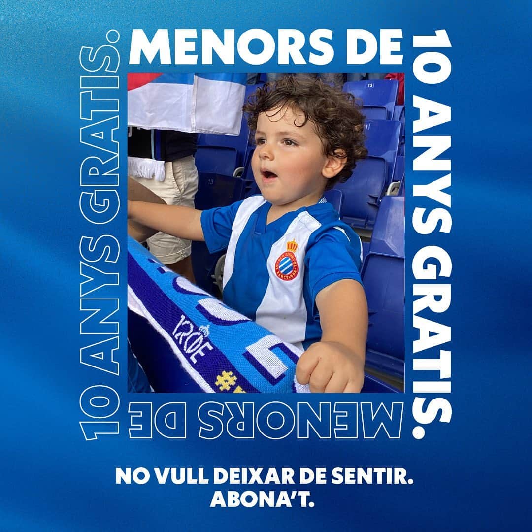 RCDエスパニョールのインスタグラム：「👦 Aquest any els menors de 10 anys tenen l'abonament gratuït. #RCDE」