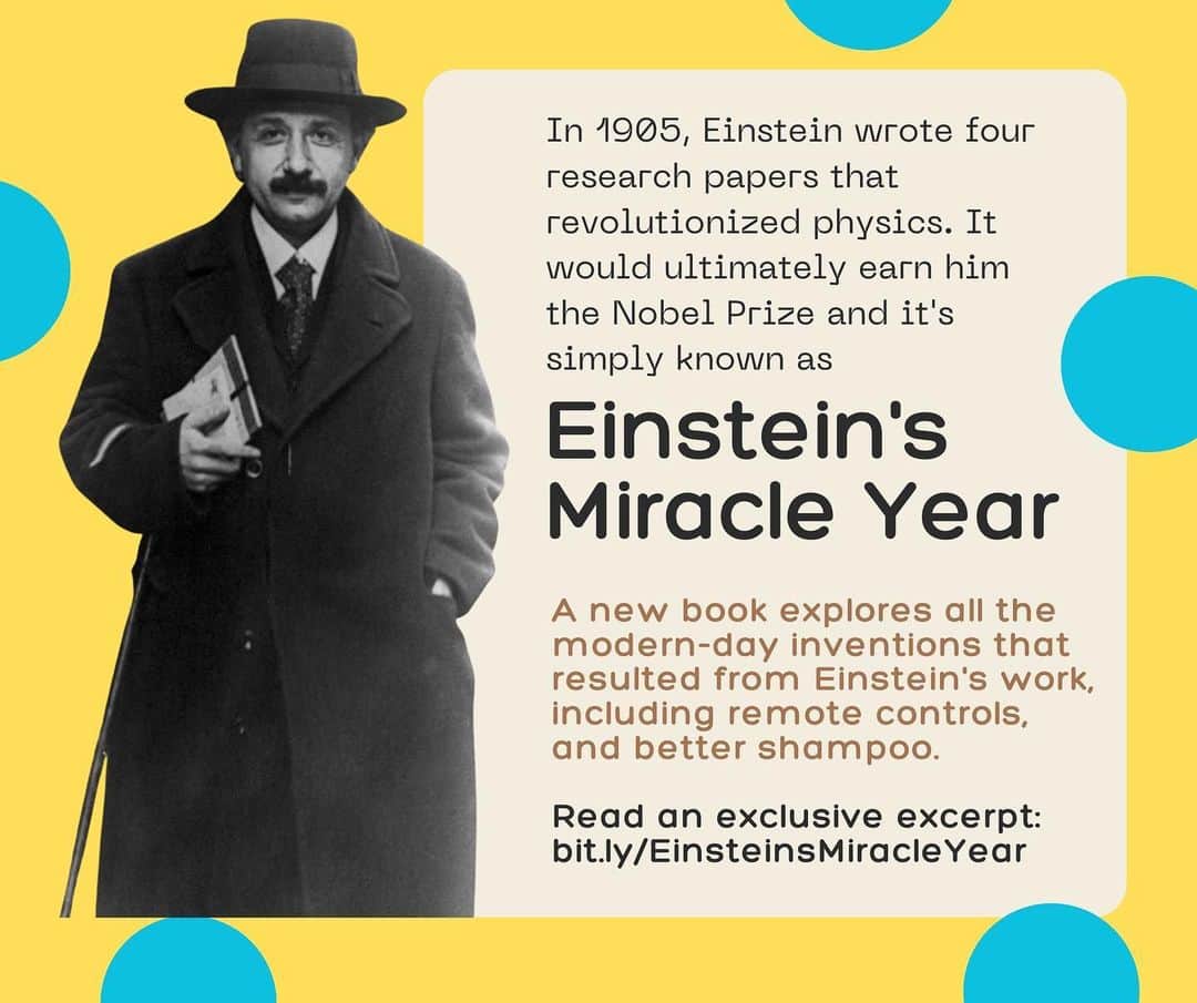 アルベルト・アインシュタインのインスタグラム：「Einstein's social media fans get access to an exclusive book excerpt: bit.ly/EinsteinsMiracleYear  And get your copy of 'The Einstein Effect' here: Amazon: https://srcbks.com/3qvUXNW B&N: https://srcbks.com/43Jfxss Bookshop: https://srcbks.com/43qYgVc  @sourcebooks @benyamin_cohen」