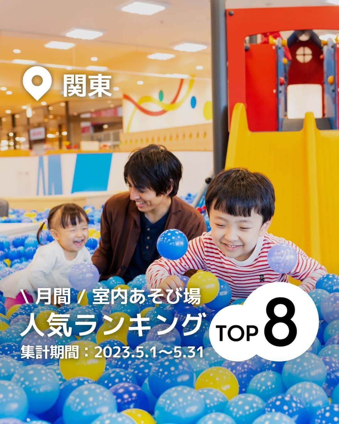 iko-yo（いこーよオフィシャル）さんのインスタグラム写真 - (iko-yo（いこーよオフィシャル）Instagram)「「関東の室内遊び場 月間人気ランキング」 ※2023年5月1日〜5月31日いこーよ集計 今回ピックアップしたのは↓ ーーーーーーーーーーーーーーーーーー 📍 埼玉県川口市 8位【ASOBooN（アソブーン）】 #アソブーン 知育玩具で有名なボーネルンドがプロデュースする場内は、大型遊具やボールプールをはじめ、ここにしかない首都高を再現したジオラマや乗物コーナー、地域を身近に感じていただくために川口市の地場産業の鋳物で作ったオリジナル遊具で遊べます。  📍 東京都立川市 7位【屋内・冒険の島 ドコドコ】 #屋内冒険の島ドコドコ @docodoco_bouken 先端技術とアナログな遊びの組み合わせにより、手軽に冒険遊びを体験することができる屋内施設です。 最新の技術で表現した激流滑りや妖精との出会いなど、夢いっぱいの冒険遊びが楽しめます。  📍 千葉県松戸市 6位【リトルプラネットKITE MITE MATSUDO】 #リトルプラネット @litpla 「テクノロジー」 × 「遊び」 の新しい体験を通して、子どもたちが自ら考え、学び、他者と触れ合う世界を創造し、これからの未来を担っていく子どもたちを育む、子どものための次世代テーマパーク。  📍 東京都東大和市 5位【屋内型キッズランド　ASOBIG（あそびっぐ)】 #あそびっぐ 都内屈指の広さであそびっぐのシンボル遊具がそびえたつボールプールには、数万個のボールの感触を足だけでなく体全体で体感できるほか、クライミングウォールなど思いっきり体を動かす遊びがいっぱいです。  📍 東京都立川市 4位【PLAY! PARK（プレイパーク）】 #プレイパーク @play_2020_04 PLAY! PARKには7つの遊びのエリアがあり、子ども同士が安全な距離を取って遊べる大きな遊具や、アートやサイエンスなどにかかわるさまざまなプログラムをおこなっています。 はじめてのこと、ドキドキすることは、子どもにとってすこやかな刺激となります。  📍東京都港区 3位【レゴランド・ディスカバリー・センター東京】 #レゴランド @ldctokyo レゴ®ブロックをテーマにしたカラフルな屋内型施設。 迫力満点の4Dシネマ、レゴ作品の作り方を教えてくれるレゴ教室など、ブロックで遊んで、体を動かして、レゴの世界を体験して、たくさん遊べるアトラクションがいっぱいあります。  📍 東京都八王子市 2位【CROSPO（クロスポ）八王子店】 #クロスポ @crospo.hachi 高さ9メートルの巨大クライミングタワー、家族で楽しめるボウリングや卓球、トランポリン、難攻不落のマッスルチャレンジ（超本格アスレチック）など、体を動かして遊べるアトラクションがいっぱい！小さなお子様はもちろん、大人も目いっぱい一緒に遊べます！0歳から10歳までのお子様が楽しめるキッズコーナーも充実！！  📍 東京都世田谷区 1位【PLAY! PARK ERIC CARLE（プレイパーク エリック・カール）】 #プレイパークエリックカール @play_park_eric_carle 「PLAY! PARK ERIC CARLE」は、エリック・カールの描く絵本の世界観をテーマとした、国内初のインドアプレイグラウンド施設です。 みどりのめいろ、ディスカバリーゾーン、アスレチック、オートマタ（からくり人形）、さまざまなワークショップなど、エリック・カールのアートがあしらわれたさまざまなブースを行き来しながら、子どもたちは遊びの中から学びを得ることができます。  ※2023年6月14日時点の情報です。 最新の情報は公式HPや「いこーよ」サイトでご確認ください。 ーーーーーーーーーーーーーーーーーーー おでかけ情報量は日本最大級！ 子どもとお出かけ情報サイト「いこーよ」 「親子でおでかけしたい場所」をご紹介させていただいています！  お子さんとのおでかけの思い出の写真を、このアカウントをフォローの上#いこーよ をつけてぜひ投稿してください。魅力的な写真は、いこーよ公式SNSで紹介させていただきます！  募集中タグ#いこーよ　#いこーよおでかけ部  「子どもと行きたい！」と思ったら保存が便利！ プロフィールのURLから「いこーよ」のサイトに行くと、他の投稿やオトクな情報などが載っています♪ ☞ @ikoyo_odekake  #いこーよ #お出かけ #おでかけ #お出かけスポット #子育て #こどものいる暮らし #子連れスポット #いこーよお出かけ部 #東京ママ#東京観光#東京旅行#室内遊び場#屋内遊び場#雨の日でもOK#雨の日」6月21日 9時38分 - ikoyo_odekake