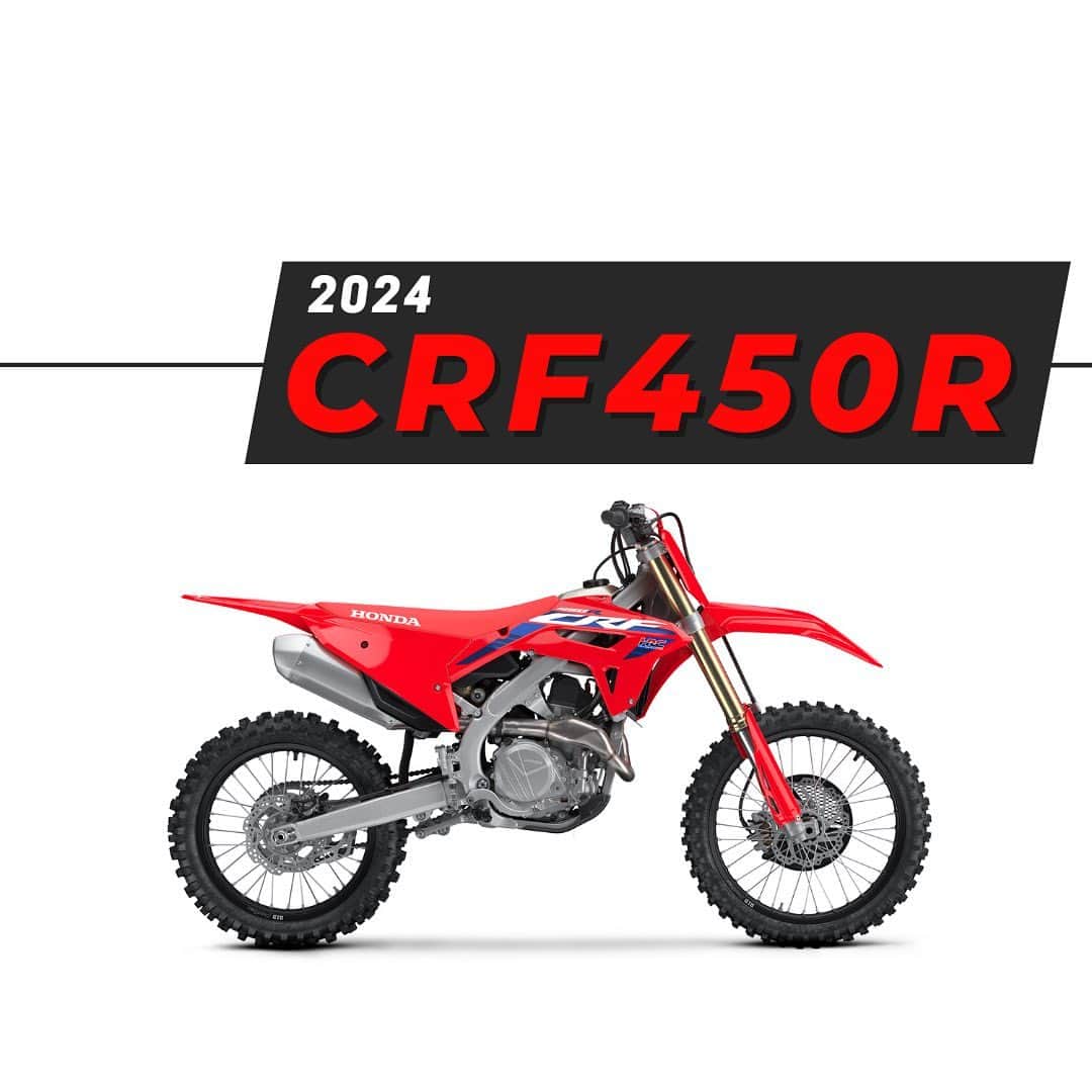 のインスタグラム：「Honda's iconic line of CRF Performance dirt bikes returns for the 2024 model year, following one of the most successful AMA Supercross seasons on record with Team Honda HRC riders sweeping all three championships. The CRF Performance line includes the CRF450R, CRF450RWE, CRF450R-S, CRF450RX, CRF450X, CRF450RL, CRF250R, CRF250RX and CRF150R, each of which are tailored to push the upper limits in its respective realm of off-road riding and racing. Click the link in our bio to learn more 🔗 #CRF450R #BetterOnAHonda」