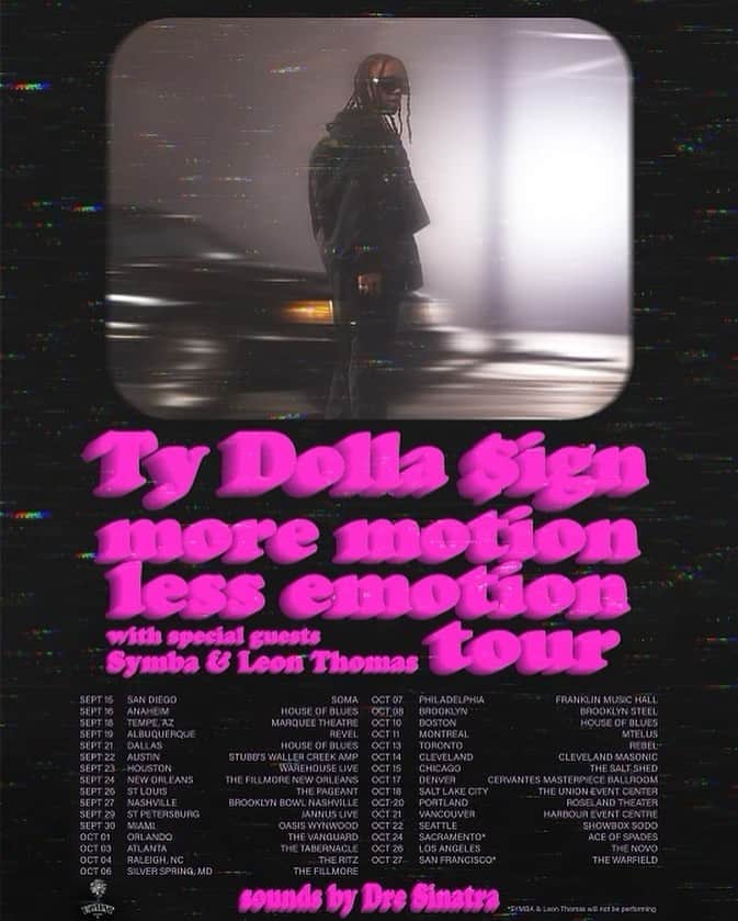 タイ･ダラー･サインのインスタグラム：「More Motion Less Emotion tour coming to a city near you 📽️🎥🫶🏾」
