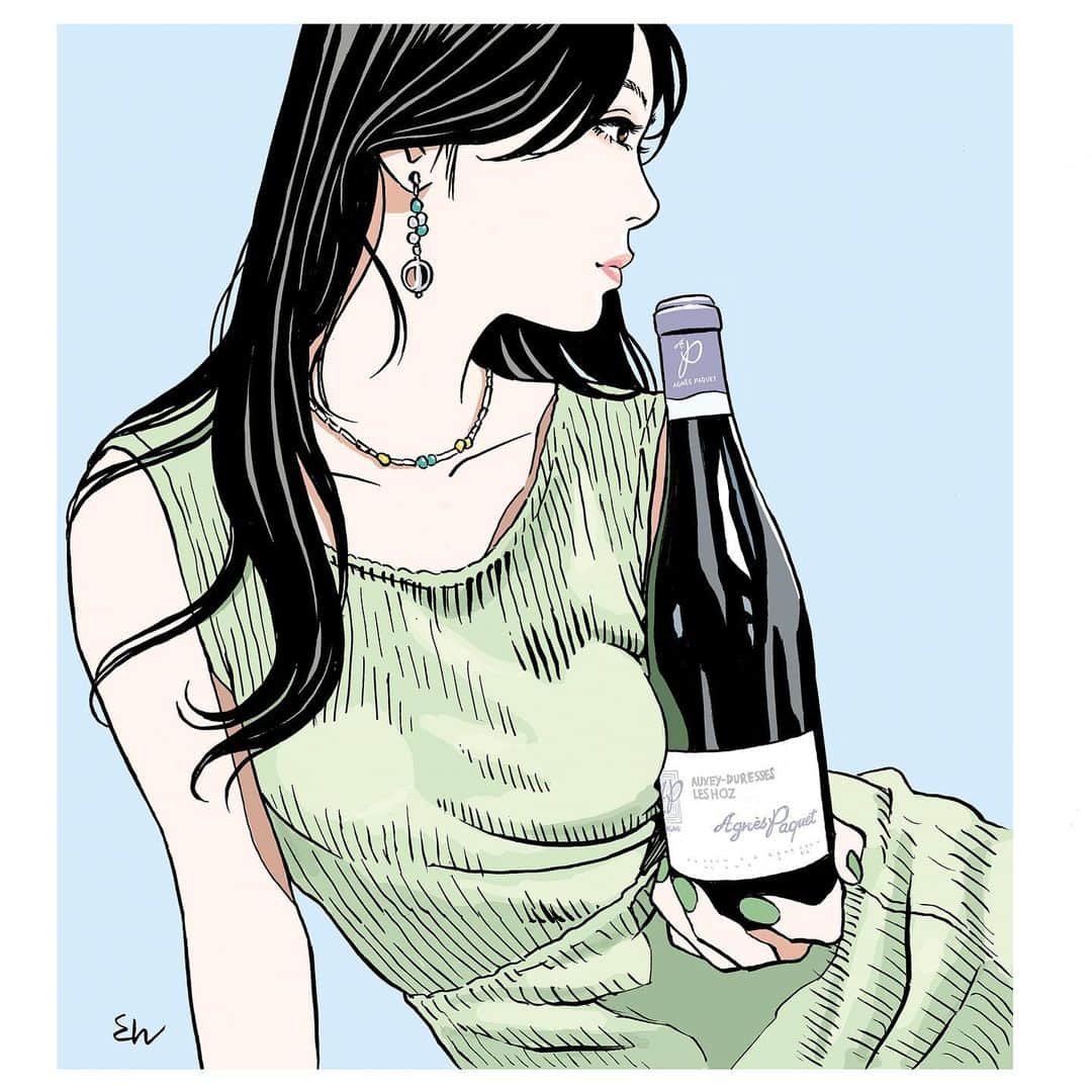 江口寿史のインスタグラム：「Jun.2023 #illustration #artwork #bandedessinee #comicart #realwineguide #agnespaquet」