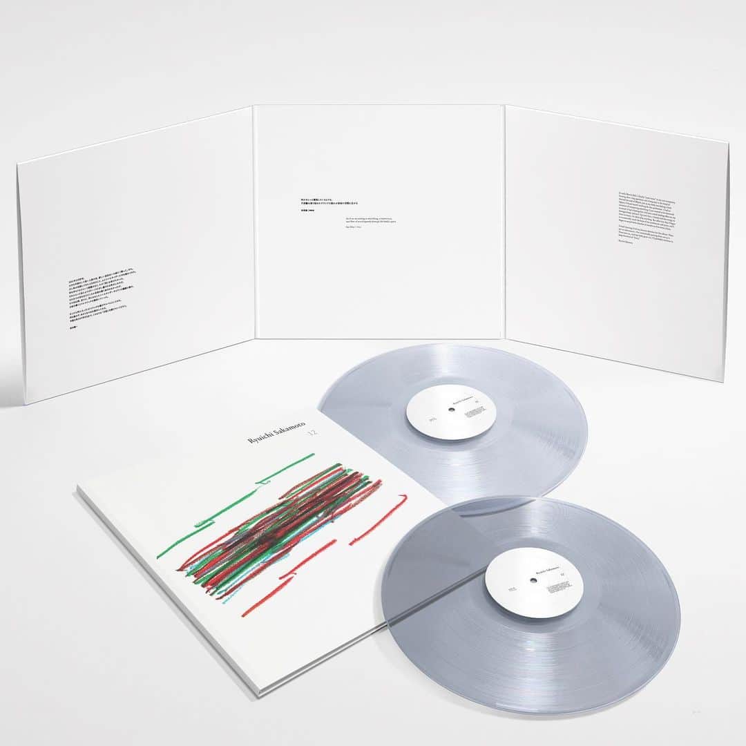坂本龍一のインスタグラム：「Ryuichi’s last solo album, “12”, will be released on vinyl and CD this Friday, June 23rd. “12” is pressed on a pair of 180g crystal clear vinyl in a tri-fold jacket.   Order your copy at the link in bio.   #skmt12  #skmtnews  #坂本龍一  #ryuichisakamoto  #newrelease #newalbumrelease」