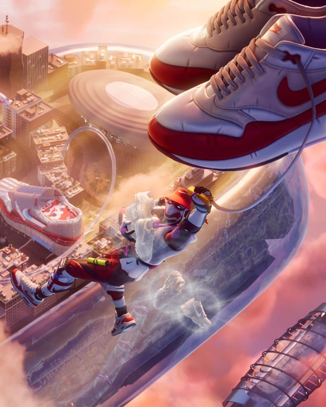 Nike Sportswearさんのインスタグラム写真 - (Nike SportswearInstagram)「Enter the world of Airphoria in @Fortnite.  Maxxed Out Max is the ultimate sneaker collector. He lives and breathes Air Max, and his collection is truly colossal.   But there’s a problem—he’s missing five key grails from #AirMax history, each of which is suspended in Air to power the thriving, multi-level world of Airphoria.  In a fit of maximum FOMO, he sends his sneaker drones to steal the grails all for himself and complete his collection. Before he can snatch the sneakers though, his drones are knocked out of the sky by Airie, the city’s protector.   As Max’s drones release the grails from their clutches, the kicks are scattered throughout the world below. Now, it’s up to you to hunt down each grail and restore balance to Airphoria. Are you up to the challenge in @Fortnite? ☁️ 🌏」6月21日 4時00分 - nikesportswear