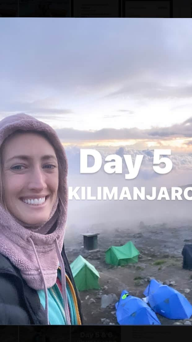 ブリージャ・ラーソンのインスタグラム：「Day 5: Barranco Camp to Karanga Camp Elevation (ft): 13,000ft to 13,100ft Distance: 5km Hiking Time: 4-5 hours Habitat: Alpine Desert Full Board at Karanga Camp. After breakfast, we left Barranco and continued on a steep ridge passing the Barranco Wall, to the Karanga Valley campsite. This is a short day meant for acclimatization. I LOVED being above the clouds, it was the coolest view the entire time! Went the were in an cloud it was tough to see 20 ft ahead and one of our guides, Professor, called those clouds his cotton fields😂  I was so proud of Mama Ila and Papa BG for scaling the walls, it was a super fun hike!   Thank you @kilimanjaro_nature_tours for making this an unforgettable experience!  #kilimanjaro #mtkilimanjaro #day5」