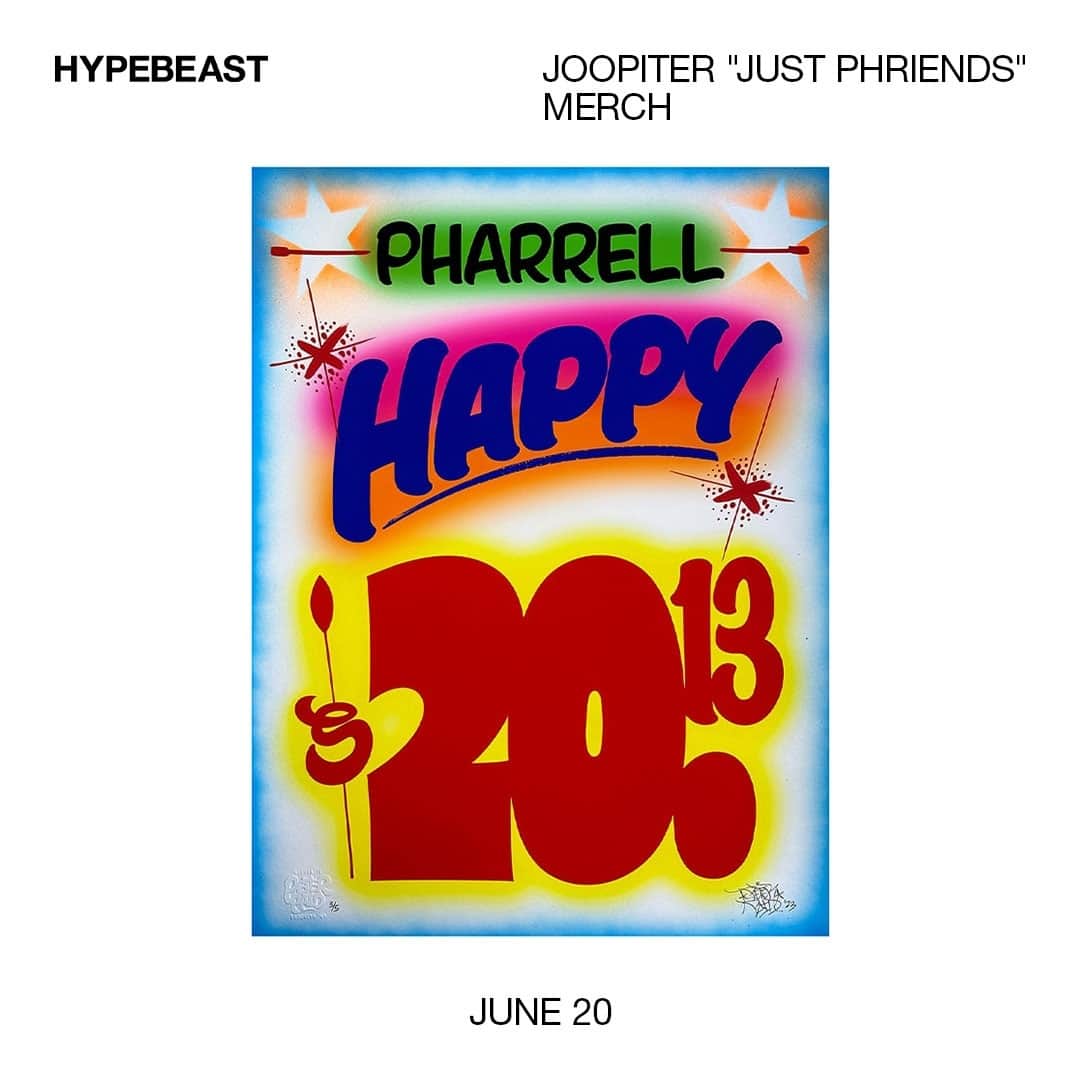HYPEBEASTさんのインスタグラム写真 - (HYPEBEASTInstagram)「@hypebeaststyle: In anticipation of the upcoming @joopiterofficial sale hosted by @pharrell and @sarahandelman, the digital auction house is releasing a set of limited edition merchandise for its “Just Phriends” Gift Shop. In tandem with the auction, a retail experience has been assembled, taking design cues from Pharrell’s orbit. ⁠ ⁠ The merch collection will feature an apparel line along with unique items and products from artists. T-shirts in collaboration with @takashipop, Nadine Ghosn, and No More Rulers will be available. For those interested, items will be available to shop in-store at 8 Avenue Matignon, Paris from June 20 to 24.⁠ Photo: JOOPITER」6月21日 5時40分 - hypebeast