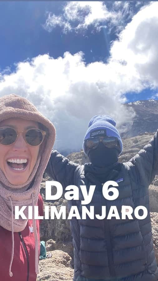 ブリージャ・ラーソンのインスタグラム：「Day 6: Karanga Camp to Barafu Camp. Elevation (ft): 13,100ft to 15,300ft Distance: 4 km Hiking Time: 4-5 hours Habitat: Alpine Desert Full Board at Barafu Hut Camp. After breakfast, we left Karanga and hit the junction which connects with the Mweka Trail. We continued up to the Barafu Hut. At this point, we had completed the South Circuit, which offers views of the summit from many different angles. Here we made camp, rested, enjoyed dinner, and prepared for the summit day. The two peaks of Mawenzi and Kibo are to be seen from this position. The air was thinning and we had to take a 3 hour nap between lunch and dinner, then sleep from 7Pm until 10:30pm when they woke us up so we could start our final ascent to the top!!!  Thank you @kilimanjaro_nature_tours 🤩🤩🤩 this was a dream!   #kilimanjaro #mtkilimanjaro #day6 #tanzania」