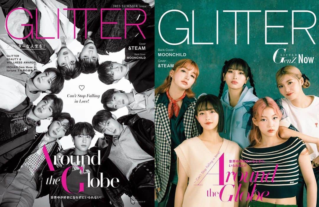 GLITTERのインスタグラム：「W カバーともに今注目を集めるグローバルアーティストが初登場！  ６月２７日（火）GLITTER 2023 Summer issue発売 全国の書店・ネット書店にて予約受付開始中  フロントカバーは今、大注目の&TEAM。 中面では20ページに渡り、メンバーの魅力と６月１４日に発売された2nd EP『First Howling : WE』について余すところなく詰め込んでいます。  そして、バックカバーはデビュー後すぐに話題となった５人組ガールズグループ「MOONCHILD」。  本誌では世界中から愛されるIt Brand・AMI PARISと世界へ羽ばたくIt Girls・MOONCHILDのワールドワイドなコラボレーションを特集。W カバーともに今注目を集めるグローバルアーティストが初登場になります。  発売日にはGLITTER ChannelでカバーシューティングのSpecial movieも公開予定！その他、ライフスタイルマガジンとして、「エイジレス」「ボーダーレス」「ジェンダーフリー」をテーマにしたファッション、美容、トラベル、エンタメ情報をお届け。  本号で３回目の開催となる「GLITTER BEAUTY&WELLNESS AWARDS ２０２３上半期」では、  ２０２２年〜２０２３年上半期までの１年に発売された美容・ウェルネスアイテムから、選りすぐりの受賞商品をご紹介！  Z世代のトレンドをクローズアップした「GenZ」特集、 そしてYou Tubeで絶大な人気を誇るライフコンサルタント・IROHA さんによる、「六宝陰陽学×Gem Muse Fortune GLITTER Specialver.の２０２３年下半期の運勢」特集にもご注目ください。  グリッター（きらめき・輝き・人の目を奪う）な人生を！  #andTEAM @andteam_official  #MOONCHILD @moonchild_official_ig   #GLITTER #グリッターマガジン」