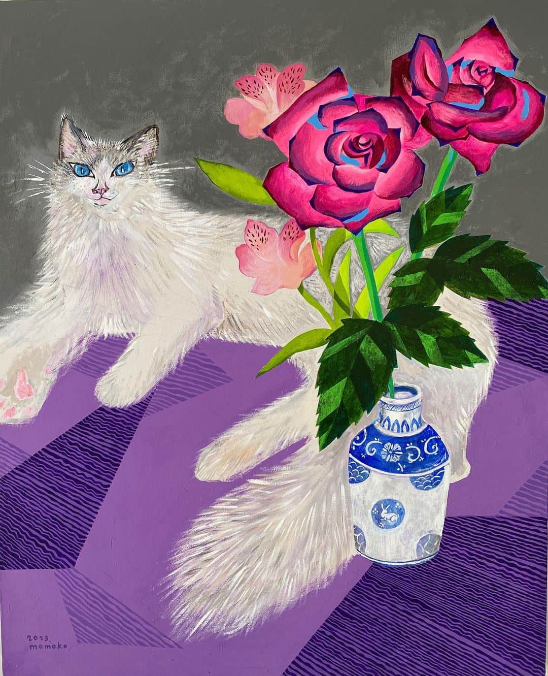 山中崇史さんのインスタグラム写真 - (山中崇史Instagram)「ルルがモデルを務めた #やまなかももこ 画伯による #アクリル画 。部屋がまたひとつ賑やかに。 #cat #猫 #ねこ #🐾  #絵 #絵画 #picture」6月21日 11時25分 - yamanaka_takac