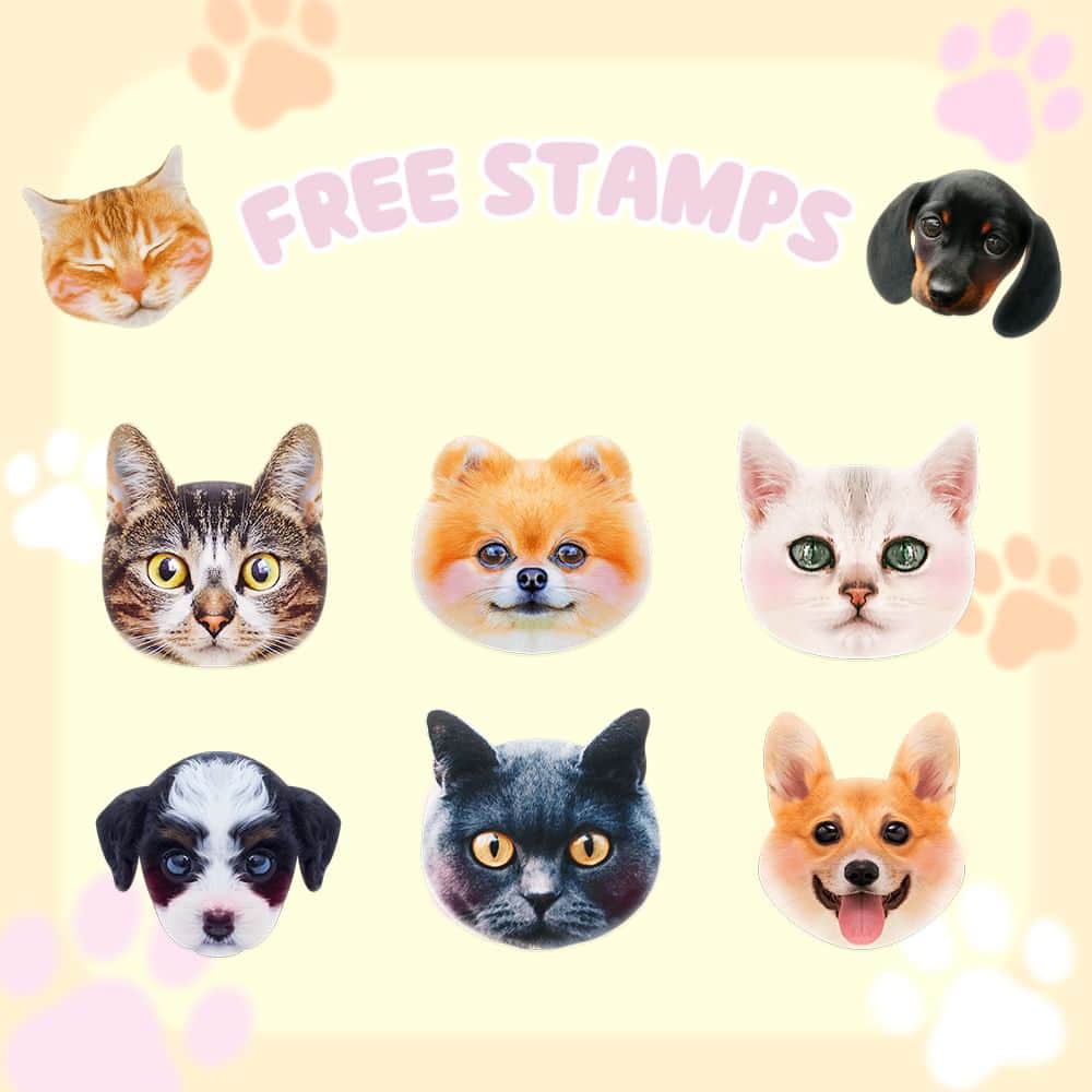 のインスタグラム：「🆓🐱アニマルフェイス🐶 わんにゃん大集合🙌💓 . 🆓🐱 Animal faces 🐶 Cats and dogs everywhere 🙌💓 . #linecamera #lineカメラ #ラインカメラ #無料 #無料配布 #free #犬 #イヌ #いぬ #dog #dogs #猫 #ねこ #ネコ #cat #cats #コーギー #ダックスフンド #ポメラニアン #黒猫 #白猫 #三毛猫 #加工アプリ #画像加工 #加工画像 #加工 #スタンプ #stamp #stamps」