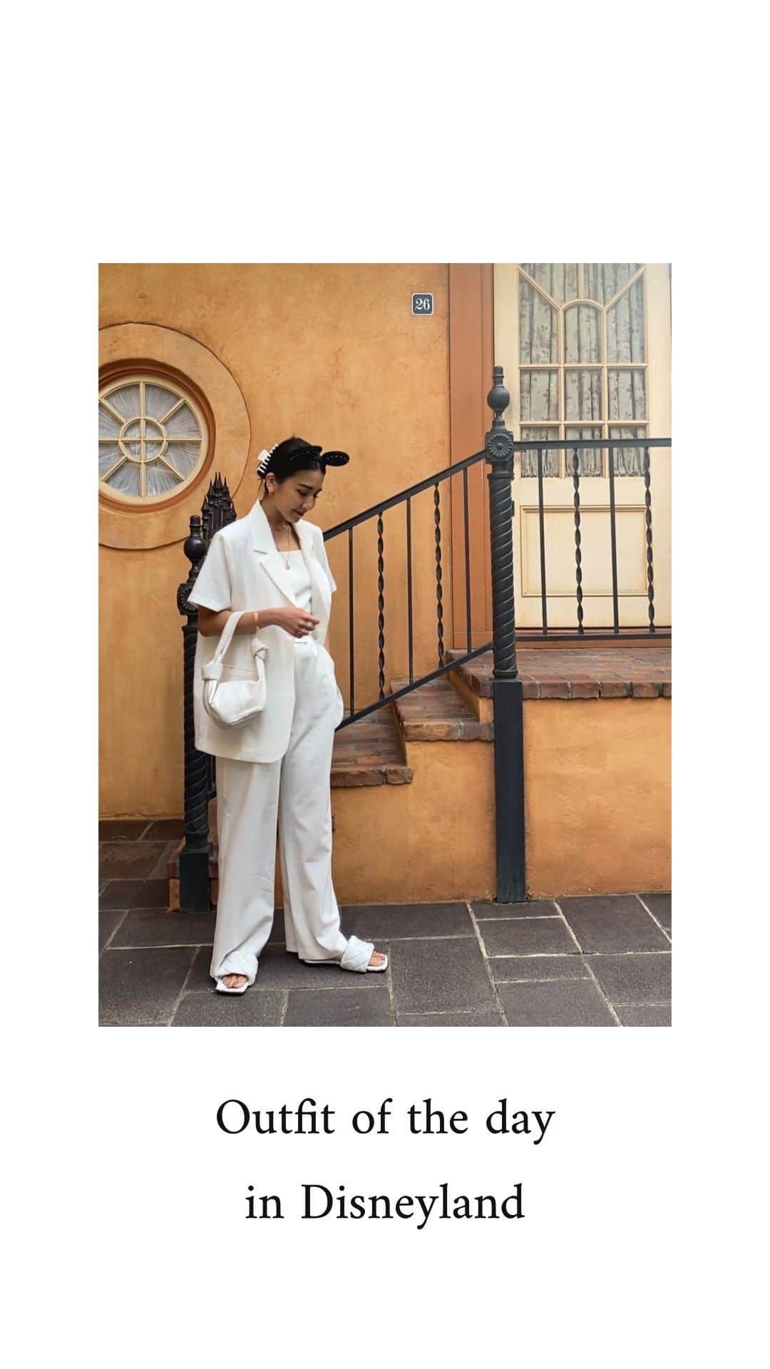 加藤澪のインスタグラム：「All white 🤍 Bag & sandals @newbottega  Shades @celine」