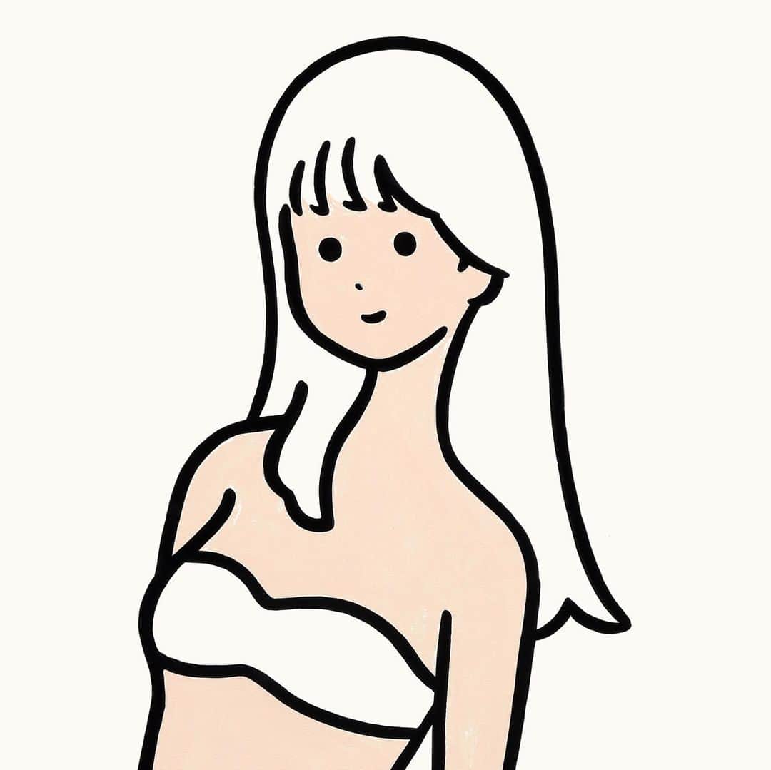 白根ゆたんぽのインスタグラム：「#6 BOUNCY 508 x 393mm (paper size)  Acrylic on paper  GROUP EXHIBITION “ONNA NO KO” 16th to 25th of June 2023 @theoldstreetgallery Location: The Old Street Gallery, 62 Paul Street, EC2A 4DQ  curation by @tokyoparkgallery」