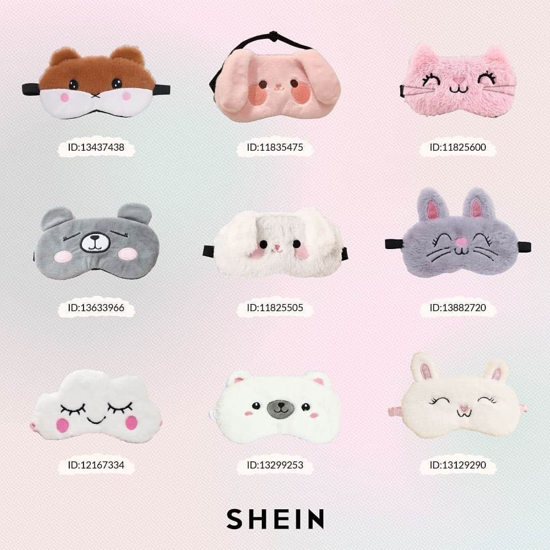 SHEINのインスタグラム：「Block the light and sleep tight with these extra cuddly cuties! 😍 Which fuzzy friends would you choose to snooze? 💤 Drop a 🐹 🐰 😺 or 🐻 in the comments 👇  🔎13437438 11835475 11825600 13633966 11825505 13882720 12167334 13299253 13129290  #SHEIN #SHEINforAll #SHEINstyle #fashion #chic #saveinstyle」