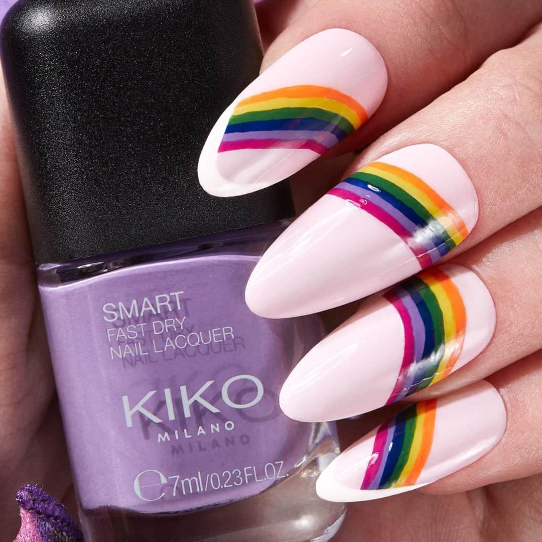 KIKO MILANOさんのインスタグラム写真 - (KIKO MILANOInstagram)「Light up the evening with these super rainbow nails! 🌈 Tag us in your #KIKOPride content, we can't wait to see your creations 😍⁣ ⁣ #KIKONails #rainbownails #nailart #nailartideas #cutenails⁣ ⁣ Smart Nail Lacquer 62, 58, 87, 30, 77, 71 - Power Pro Nail Lacquer 08」6月22日 3時45分 - kikomilano