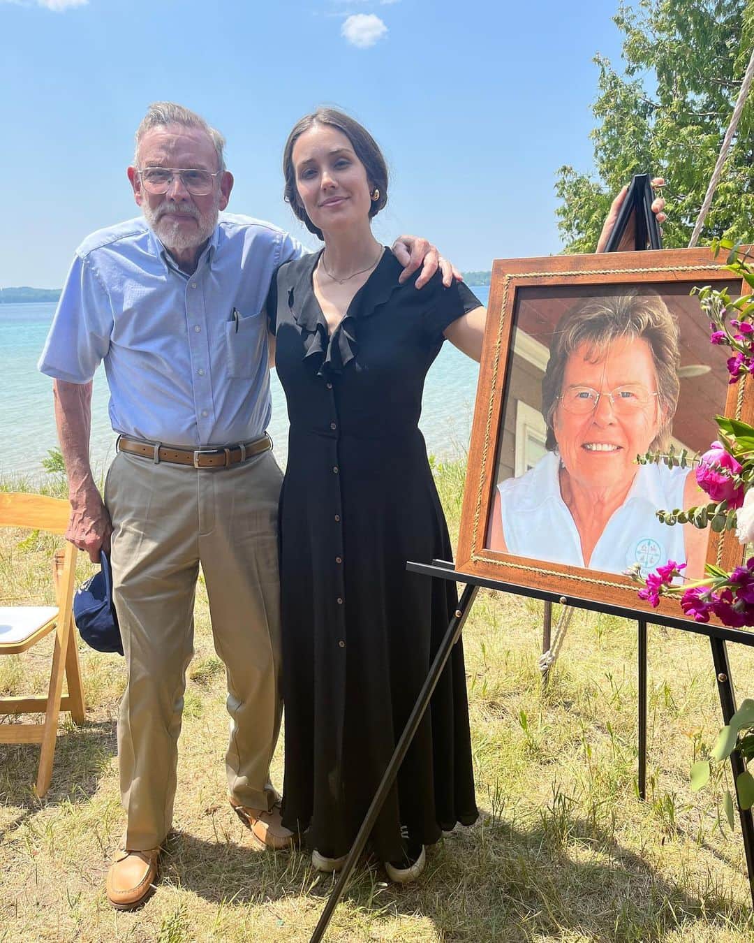 メーガン・ブーンのインスタグラム：「We memorialized my Grandma Kay D today. I read this poem by Sharon Olds & told stories with family on this beautiful lake. 🦀 Happy Summer Solstice, Kay 🌞」
