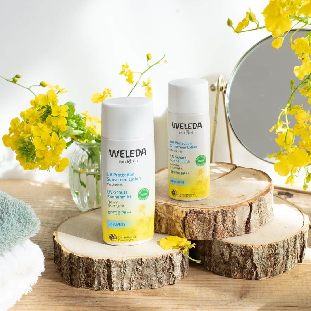 ヴェレダ Weleda Japanのインスタグラム：「【本格的な夏に向けて紫外線対策を】  6月21日は「夏至の日」。  夏至の日は、一年で最も太陽の位置が高くなるので、 日が昇ってから沈むまでの時間が長く「一年で最も日が長い日」としておなじみです。  梅雨の最中ではありますが、 「夏に至る」と書くように、この頃から夏の盛りに向かっていきます。  紫外線対策をしっかりして、本格的な夏を楽しみましょう！  ヴェレダの「 #エーデルワイスUVプロテクト｣は 紫外線対策をしながら、肌荒れを防ぐためのケアができる万能商品。  天然由来成分100％商品なので、 生後1か月の赤ちゃんや、敏感肌の方にも安心してお使いいただけますよ♡  ＼ どんな肌にも心地よい1年中使えるUVケア ／  ■エーデルワイスUVプロテクト ￣￣￣￣￣￣￣￣￣￣￣￣￣ 植物のちからで素肌を守るスキンケアUVミルク  紫外線から肌を守りながら、しっとりとみずみずしい潤いを与え、肌荒れを防ぎます。 肌色や肌質を問わず、一年中心地よくお使いいただけます。  ╋━━━━━━━  　100％天然由来成分で、紫外線吸収剤不使用  　✔ SPF38 PA++ 　✔ ブルーライト96.9%※・近赤外線88.1％※カット 　✔ 生後1か月の赤ちゃんにも使用できる*1 　✔ 白浮きせず、自然な肌色*2にトーンUPし、 　　明るい肌印象に 　✔ 石鹸や洗顔料で簡単にオフ 　✔ 植物の力で潤いを保ち、日中の肌荒れを予防  　　　　　　　　　　　　　　　　　━━━━━━━╋  ＜こんな方におすすめ＞ ・敏感肌の方 ・ファミリー全員で使いたい方 ・体や顔でUVを分けたくない方 ・日焼け止めミルクを化粧下地としても使いたい方  ---------------------------------------------------  \　「夏至の日」の夜はキャンドルナイト🕯　/ 近年では、夏至と冬至の夜、世界各地でキャンドルナイトのイベントが開催されています。 このイベントは、照明を消してキャンドルの灯りだけで過ごすというシンプルなもの。 この投稿を見た方はぜひ、リラックスした夜をお過ごしください🌙  ---------------------------------------------------  商品についての詳細は @weleda_japan のトップページリンクからご覧いただけます。  もう一度見たい方は、 ぜひ「保存」ボタンを押してくださいね！  ※ 第三者機関実施試験結果より *1 使用テスト済み。すべての方に皮膚刺激が起こらないということではありません。 *2 天然ミネラルによる着色  #ヴェレダ#WELEDA#weleda#オーガニック#オーガニックコスメ#植物療法#シュタイナー#ホリスティック#organiccosmetics#유기농#肌荒れ改善#敏感肌用#敏感肌#敏感肌コスメ#敏感肌スキンケア#ウェレダUVケア#UVケア#日焼け止め#日焼け止めクリーム #日焼け止め下地 #紫外線ケア #紫外線#紫外線予防#紫外線カット#ブルーライト#ブルーライトカット#ゆらぎ肌#キャンドルナイト#夏至」