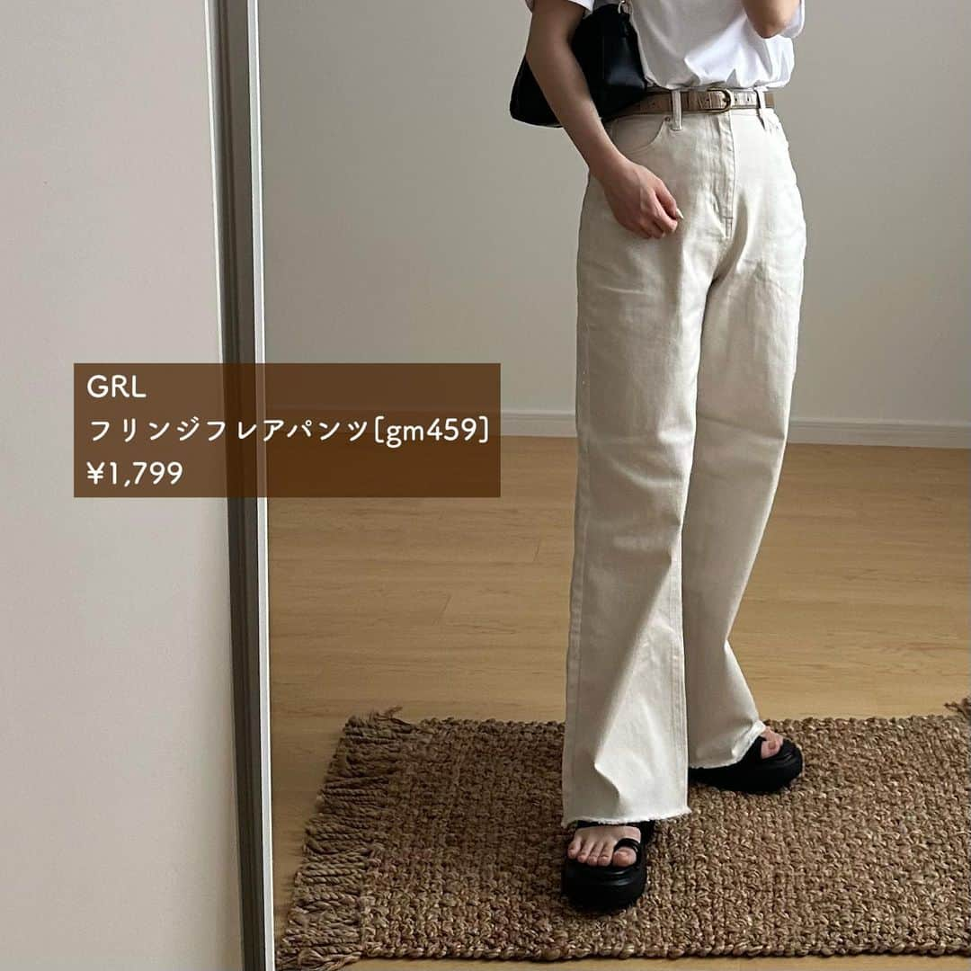 えださんのインスタグラム写真 - (えだInstagram)「最近のおすすめデニムまとめてみた👖 ⁡ 6,8枚目はわりとぴったりめ🫶🏻ぴったりめだとカジュアルになりすぎないのがいい💭 けどゆったりめの安心感と楽さ😮‍💨 ⁡ ⁡ GRL率高め💁‍♀️ @grl_official  どれも当たりだった🙆‍♀️1番ゆったりが2枚目、ぴったりサイズが6枚目かな？他にも気になることあったらコメントでお気軽に聞いてください😌 ⁡ ⁡ ちなみに一つ前の投稿で3枚目のデニム履き回してます👖（色違い・サイズ違いものせてます） 　 ⁡ ⁡ ⁡ ⁡ #デニムコーデ　#パンツコーデ　#脚を出さないコーデ　#デニムパンツ　#大人カジュアル　#骨格ウェーブ　#カジュアルコーデ　#夏コーデ　#おすすめデニム　#chico #grl #グレイル　#GRL購入品　#グレイル購入品　 ⁡」6月21日 21時27分 - yuzutarosu9876