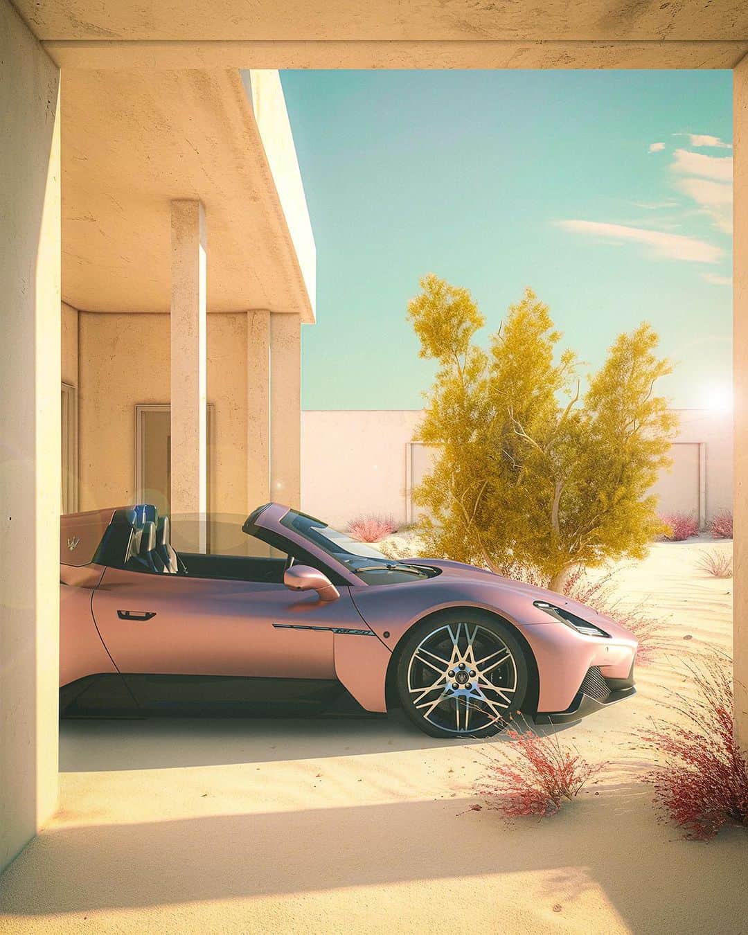 マセラティのインスタグラム：「First day of summer calls for rose gold. What’s your Fuoriserie color this summer? Tell us below 👇 #MaseratiMC20Cielo #Maserati」