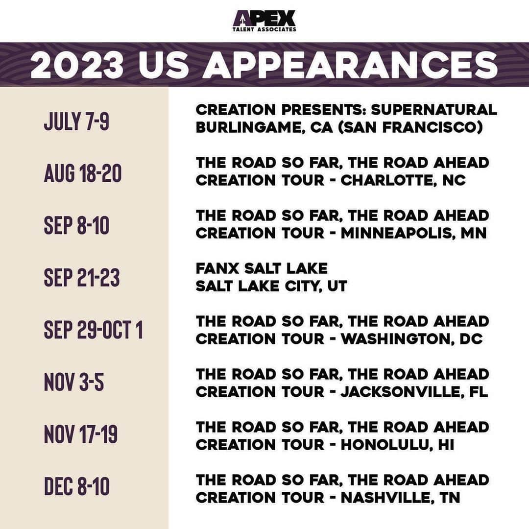 ジャレッド・パダレッキのインスタグラム：「Hey y’all. I’m gonna be traveling around a bit and I hope you can come cross paths with me! Heres where I’ll be… 😁🤞#SPNFamily #WalkerFamily #AKF」