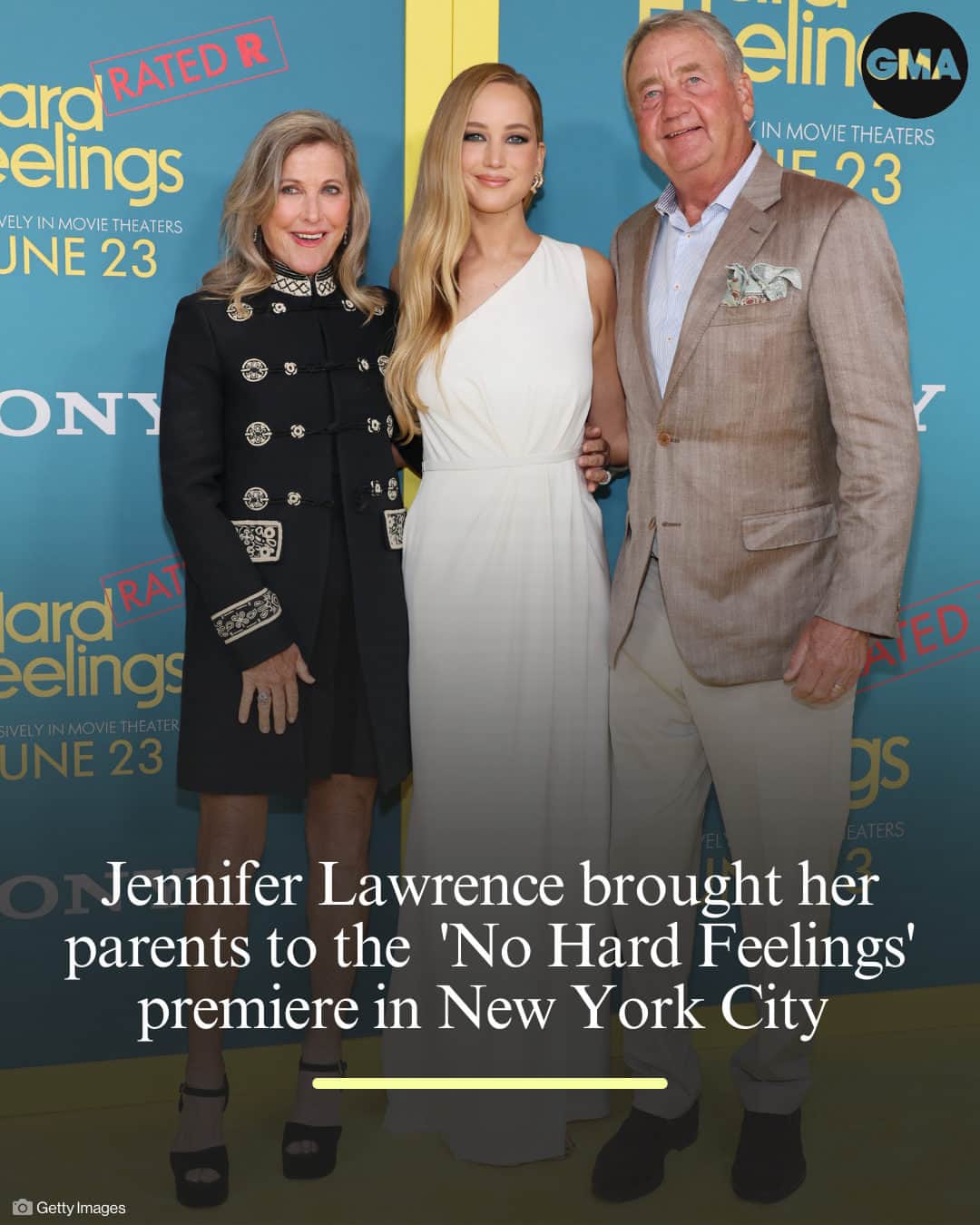 Good Morning Americaさんのインスタグラム写真 - (Good Morning AmericaInstagram)「Jennifer Lawrence had two very special dates to the premiere of her new movie "No Hard Feelings" ❤️ Find more pics at our link in bio.」6月22日 2時10分 - goodmorningamerica
