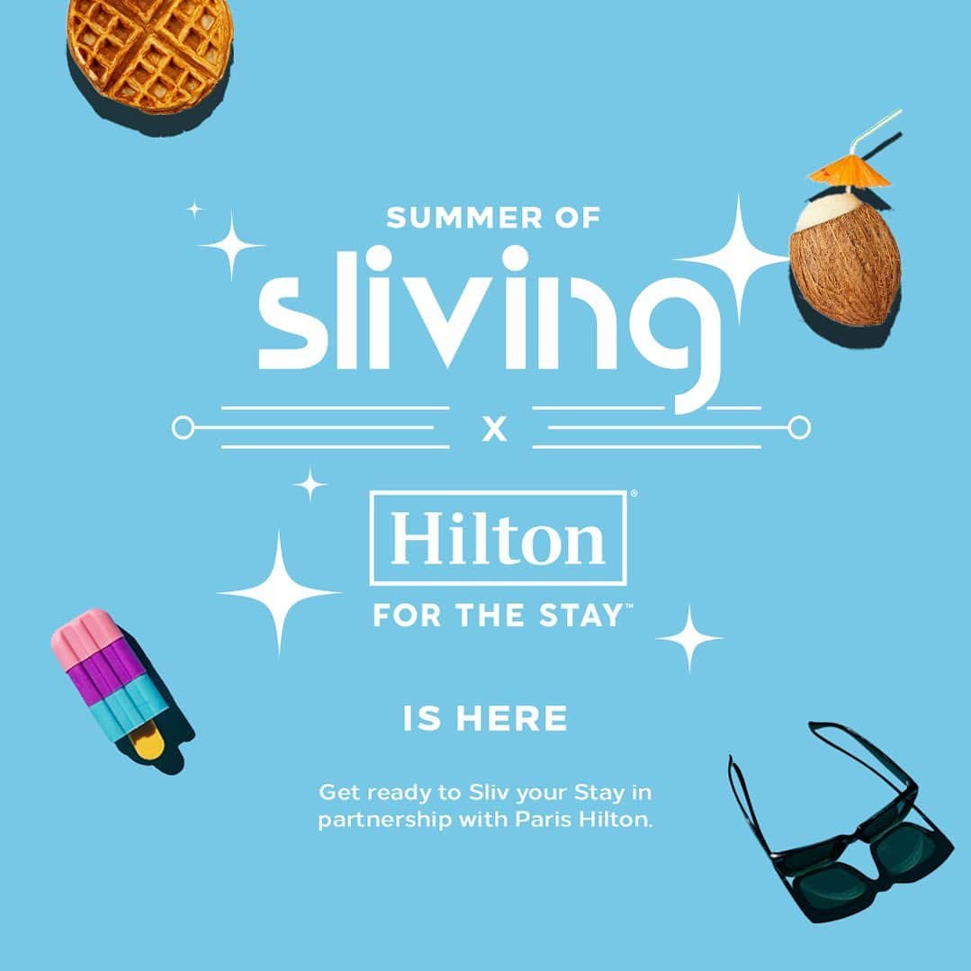 のインスタグラム：「✨Introducing the Summer of Sliving with @ParisHilton and @Hilton. ✨ Follow along to be the first to find out how you can Sliv your Stay this summer. #SummerOfSliving #HiltonForTheStay」