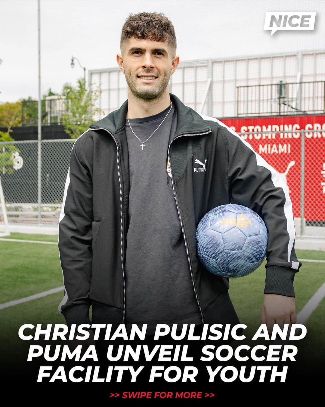Nice Kicksさんのインスタグラム写真 - (Nice KicksInstagram)「Christian Pulisic and PUMA have announced the launch of the PUMA x Christian Pulisic Legacy Program 👏  The program kicked off today with the unveiling of a new SOCTAINER soccer facility located in the Miami area dedicated to providing a free, safe space to help local youth overcome the barriers to play soccer ⚽️  PUMA will sponsor a weekly pitch-time, six days a week, and provide a coaching staff to lead the youth in skills, drills and games 🫡   PUMA and @cmpulisic plan to roll out more Stomping Grounds facilities across the US and donate 60,000 soccer balls in the lead up to the 2026 World Cup 🏆」6月22日 13時34分 - nicekicks