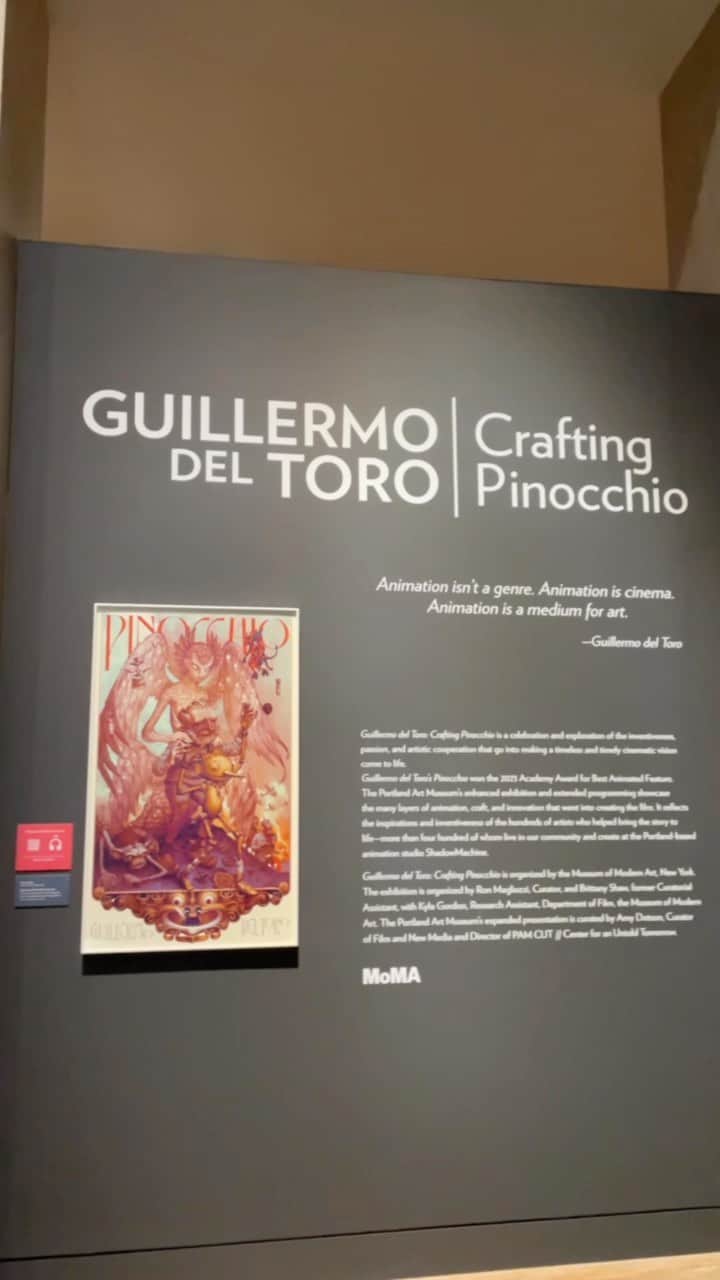 ジェームス・ジーンのインスタグラム：「The @pinocchiomovie @themuseumofmodernart show has travelled to @portlandartmuseum! 🙏 @gdtreal The special dimensional print I made for the exhibition, acquired by @themuseumofmodernart, is now on view. Thanks to @ayakofujitani and @javiergullon for the video!」