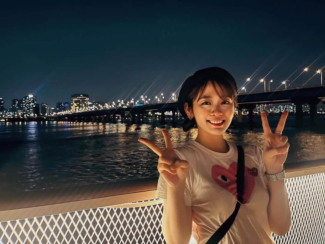 池田裕子さんのインスタグラム写真 - (池田裕子Instagram)「漢江でナイトクルージングも満喫ました〜！  漢江沿いはめちゃくちゃ都会で夜景が綺麗で感動した✨  暑い日だったので風が気持ち良かったです。」6月22日 10時02分 - kurimushiyoukan