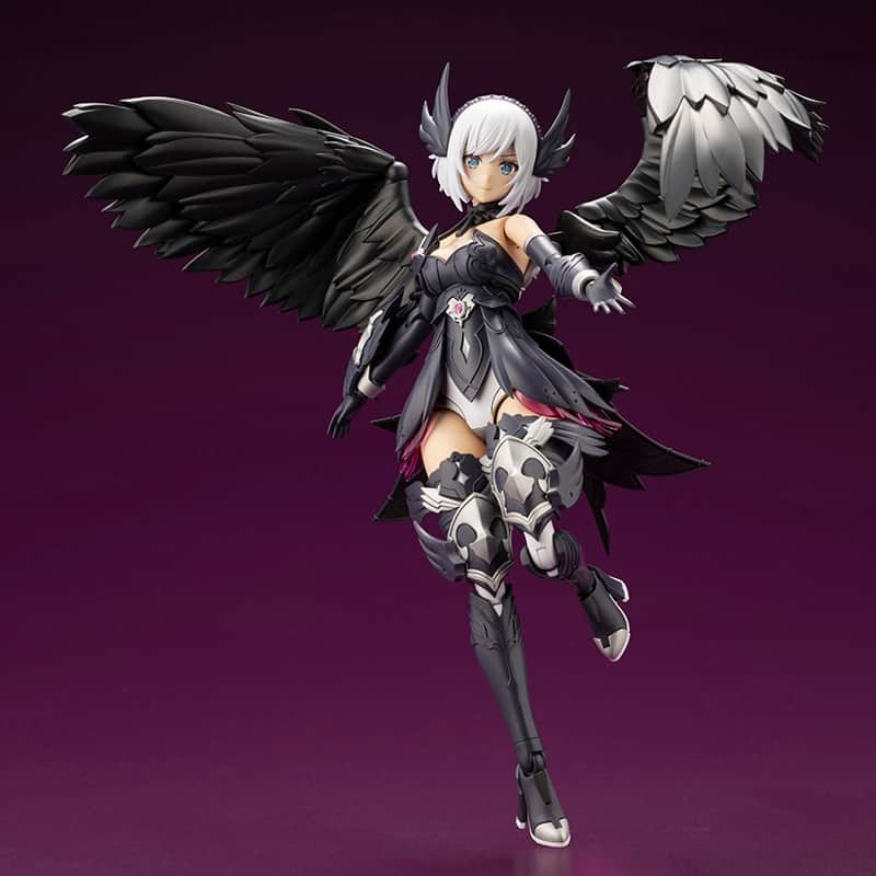 のインスタグラム：「From Kotobukiya's new sci-fi fantasy series, ARCANADEA, comes LUMITEA ReACT-A, a dark version of the Dears with an angelic form, Lumitea.  With four new expression parts, this model offers a whole new side to Lumitea.  By changing out certain parts, the model can be assembled in "Normal Mode" or "Wilize Mode" when in combat.   The hair parts come in two different colors as bonus parts and can be chosen freely.  The model brings to life a whole new version of Lumitea designed and supervised by popular illustrator necömi, also known for her video game and VTuber character designs.  Included Items & Features:  ・The kit includes four all-new pre-printed face parts. ・The hair parts come in two different colors as bonus parts and can be chosen freely.  ・The model can be assembled in "Normal Mode" or "Wilize Mode" by changing out certain parts. ・The kit includes cover parts for the holes in the hair where the feather accessories attach, allowing the model to be displayed with or without the accessories. ・Decals are included for creating various expressions. ・Ring parts are included for engaging with Lumitea. ・The model's large wings are equipped with joints that ensure the unique design looks attractive and organic while maintaining the model's poseability. ・The magic circle connection part for the wings is a HEXA G-R.A.M. joint with a 3mm opening in the middle. The joint provides stability and holding power and is compatible with parts from the Hexa Gear series. ・The upper arm and knee armor parts can be attached to various places on the model using the 3mm joints. ・The knees use pop out joints that can't be seen from the front when the model is standing, maintaining the shape of the legs and providing a wide range of motion. ・A sword and scabbard is included as special weapons. ・A special stand is included. ・The kit includes a set of hand parts with interlocked fingers to recreate a praying pose. ・The 3mm joints on the model are compatible with parts from the M.S.G, Frame Arms, and Frame Arms Girl series.  © Kotobukiya  Available November 2023.  Preorder exclusively through USAGS - https://bit.ly/LumiteaReACT-A」