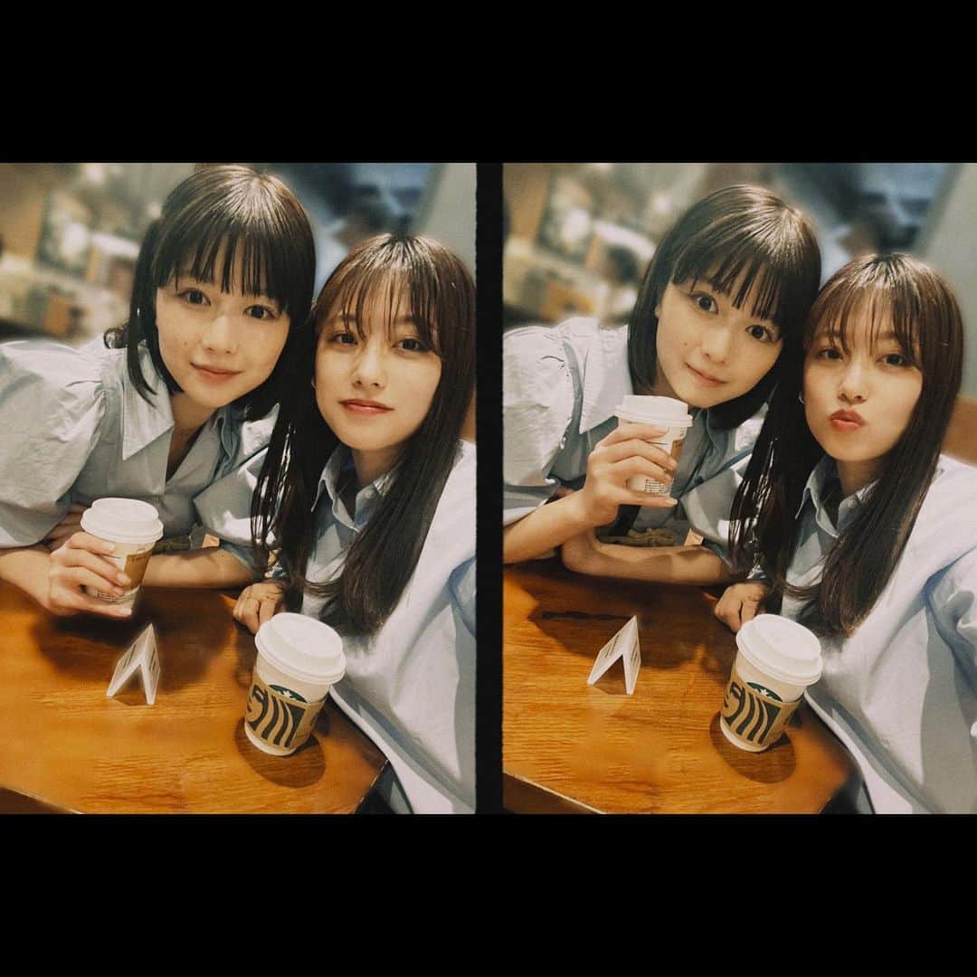 谷本琳音のインスタグラム：「ゆずはと久しぶりのランチ！  まさかの2人とも青いシャツにデニム👕👖 お揃コーデすぎた(笑)  全然時間足りない 次はカフェはしごするっきゃない☕️  @yuzuha_saeki」