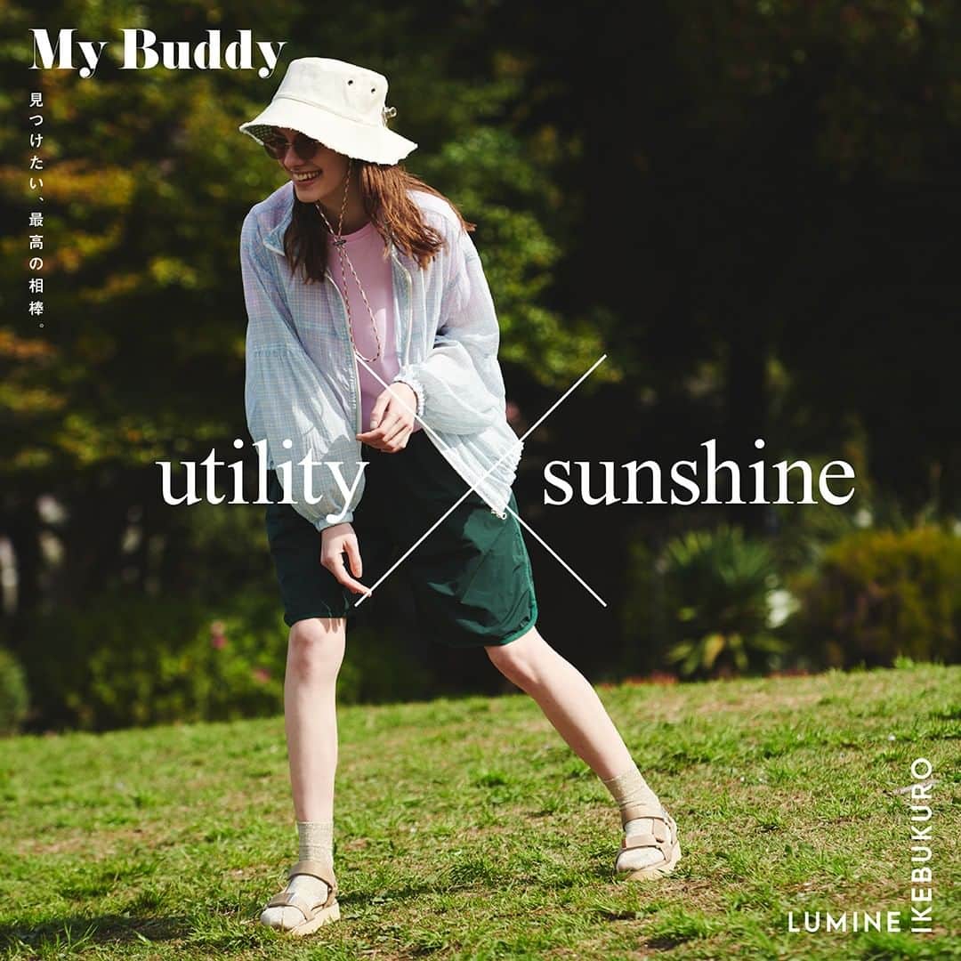 ルミネ池袋のインスタグラム：「. utility × sunshine 外遊びコーデはスポサンで抜け感を。 ハット＆サングラスはマスト！ --------------------------------------- Blouson ¥11,990 MOUSSY【4F】  T-shirt ¥9,900 UNITED ARROWS WOMEN’S STORE【B1】  〈BEAMS BOY〉Shorts ¥16,280 〈Ray BEAMS〉 Socks ¥1,738 〈Casselini × Ray BEAMS〉 Hat ¥5,280 〈noeyedia × Ray BEAMS〉 Sunglasses ¥6,050 BEAMS【1F】  Sandals ¥12,650 LE TALON【2F】 ---------------------------------------  あなたの“バディ”を探せ！ 🐶  この投稿に「バディ」とコメントすると、 DMにメッセージが自動で届きます。 出てくる質問に答えるだけで、あなたの“バディ”を診断！  ぜひ、この夏をともにしたいアイテムを 見つけてください♩  ※こちらのイベントは終了しました ※価格は全て税込です」
