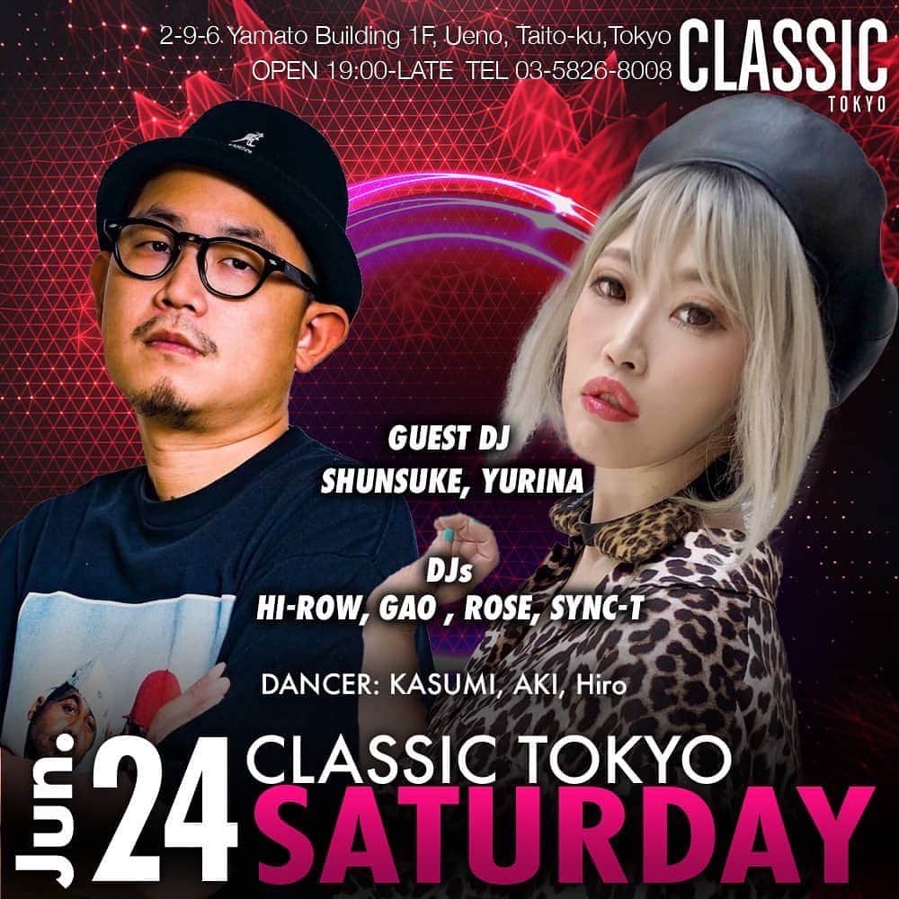 DJ YURINAさんのインスタグラム写真 - (DJ YURINAInstagram)「Saturday🎉🎉 今週土曜日は @classic.tokyo にてDJです🎧  私の現場で唯一リクエスト可能な箱です✨みんなの好きな曲教えてね👂  最近固定のお客さんも多くなってきて覚えてもえてとても嬉しいです✨  クラブで今人呼べ人呼べてとこが多いけど、自然と人が楽しくてくるていうのが本当に正解だなぁーて感じる✨  そういうイベントにしなきゃいけないのはこちら側の仕事なんだけど、  居場所は出演者も来場された方も一緒に作って行きましょう〜💪  いつでもホームと呼ばれる環境を作りたいな🫶  #dj #djyurina #仲町通り#上野 #ueno #club #party #bar #musicbar ＃ポールダンサー #sexy #paleshow #美脚 #dancer #ダンサー」6月22日 21時06分 - dj_yurina_tokyo
