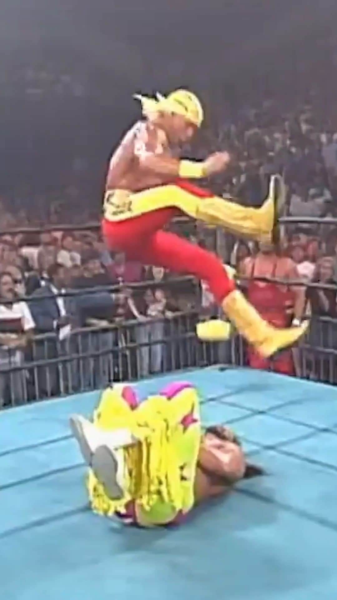 ハルク・ホーガンのインスタグラム：「Check out these unforgettable leg drops, brother!   Brace yourselves for the power and impact of Hulkamania! 💥🦵  Hulkamaniacs, get ready to witness the absolute devastation of 5 of my top leg drops! Brace yourselves for the power, precision, and the earth-shaking impact that defines Hulkamania!   #HulkHogan #LegDrop #WrestlingMoves #IconicMoments #Legendary #Hulkamaniacs #WWE」