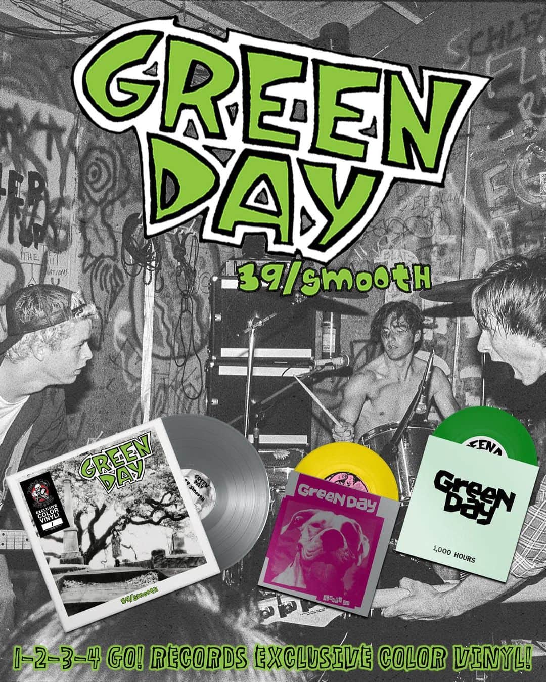 Green Dayさんのインスタグラム写真 - (Green DayInstagram)「1-2-3-4 Go! Records Color Vinyl Exclusives up for pre-order NOW! Ships on July 14th! These are exclusive to our store and not available anywhere else! Link @greenday  @1234gorecords   Re-discover Green Day's "Al Sobrante years" with this handsome color vinyl reissue of "39/Smooth" which includes the "Slappy EP" and "1,000 Hours" singles! This collection has been out of print for years. If you've been trying to pick this one up for less than $100 now's your chance! Each copy is hand numbered and will not be repressed on these colors again! #greenday #39smooth #punkvinyl」6月23日 1時18分 - greenday