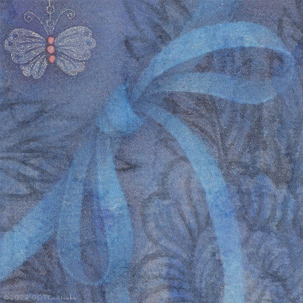 後藤温子さんのインスタグラム写真 - (後藤温子Instagram)「まぼろし / Illusion watercolor on cotton cloth 2022🦋」6月23日 1時45分 - gotsukooo