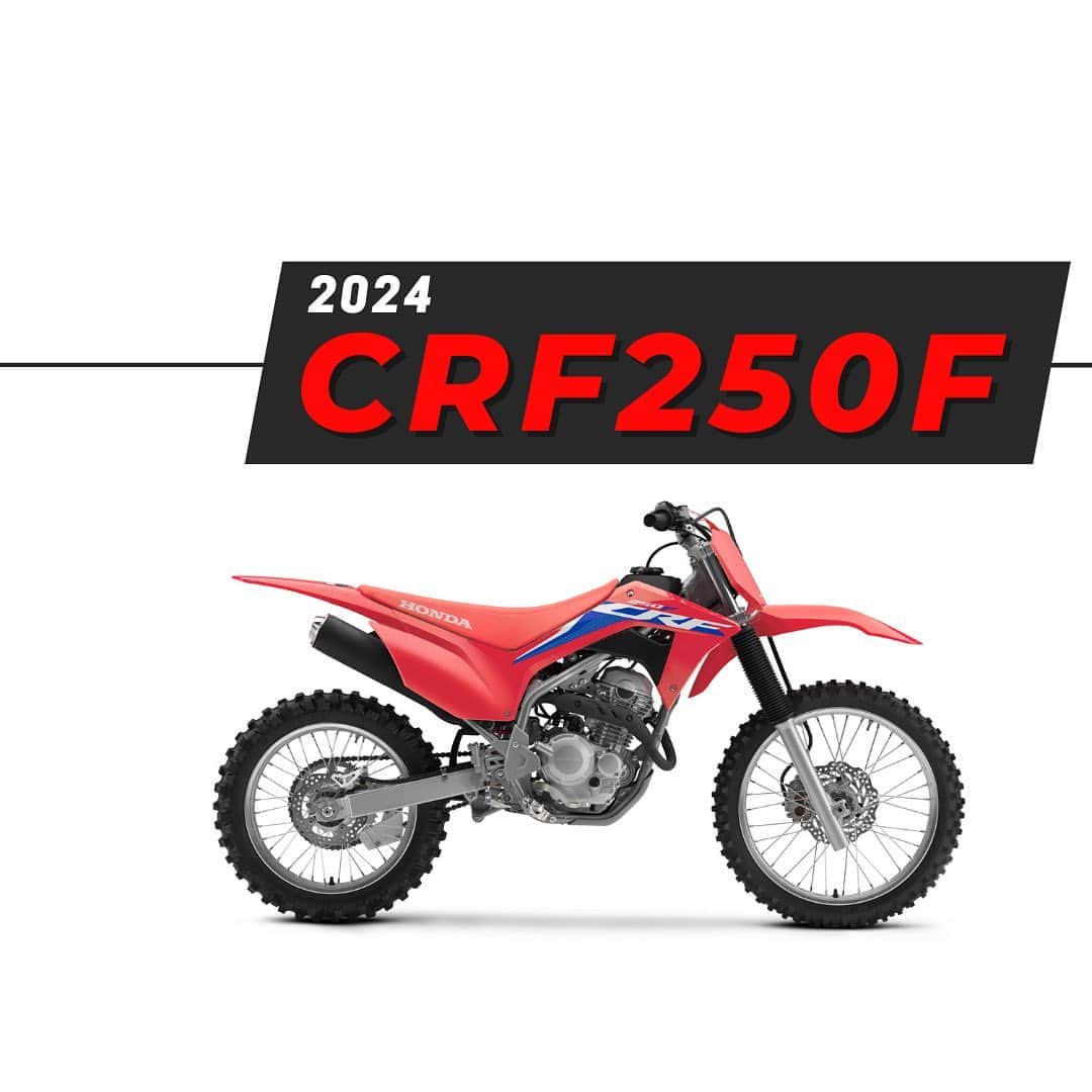 のインスタグラム：「For riders seeking a more relaxed or beginner-friendly experience, the CRF Trail family returns for 2024—including the CRF250F, CRF125F, CRF110F and CRF50F—offering user-friendly design, unmatched reliability, ease of maintenance and hours of fun. Learn more about the 2024 CRF lineup at the link in our bio 🔗 #BetterOnAHonda #CRF250F #CRF125F #CRF110F #CRF50F」