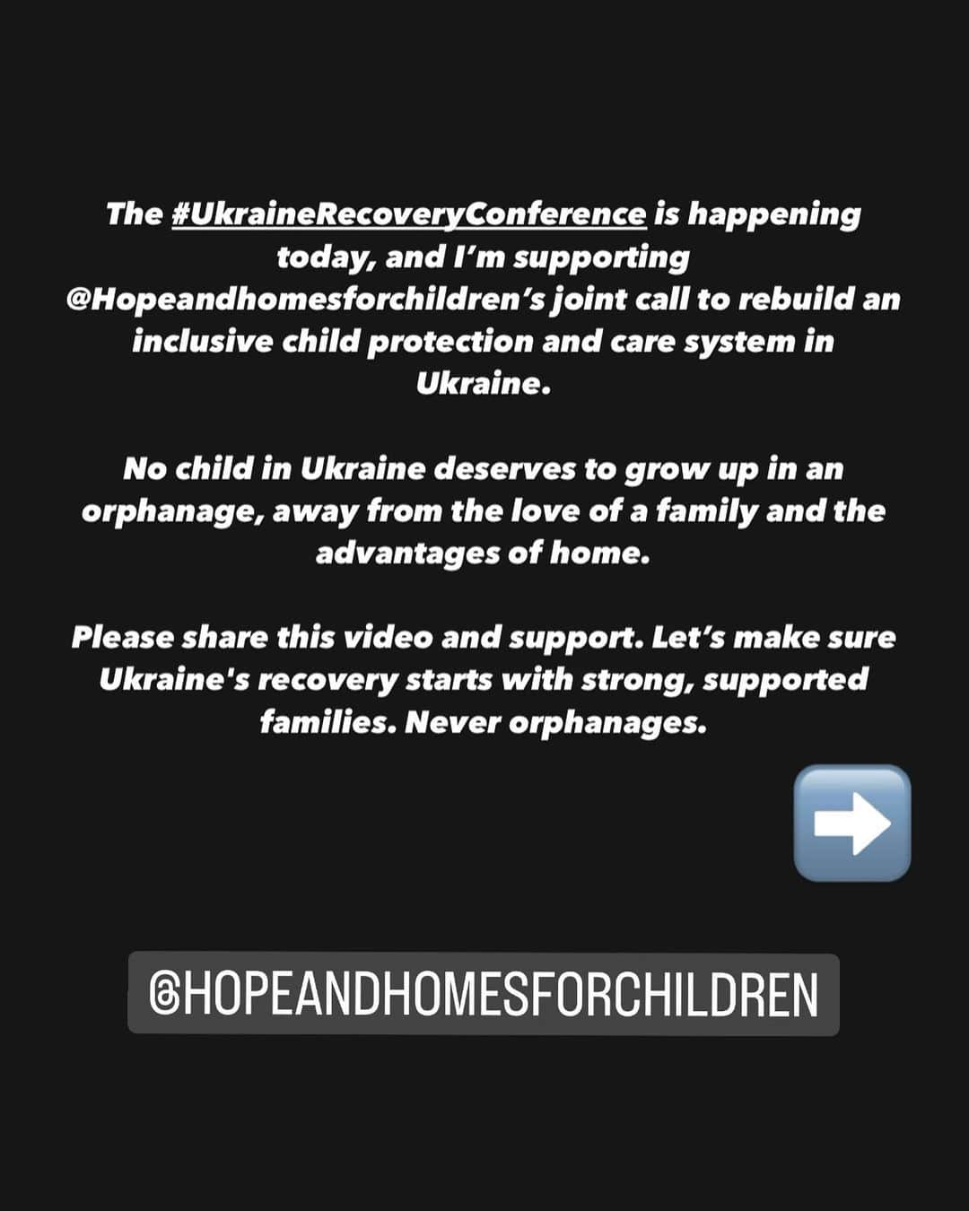 オルガ・キュリレンコさんのインスタグラム写真 - (オルガ・キュリレンコInstagram)「The #UkraineRecoveryConference is happening today, and I’m supporting @Hopeandhomesforchildren’s joint call to rebuild an inclusive child protection and care system in Ukraine.  No child in Ukraine deserves to grow up in an orphanage, away from the love of a family and the advantages of home.  Please share this video and support. Let’s make sure Ukraine's recovery starts with strong, supported families. Never orphanages.  #HopeAndHomesForChildren #Ukraine」6月23日 4時05分 - olgakurylenkoofficial