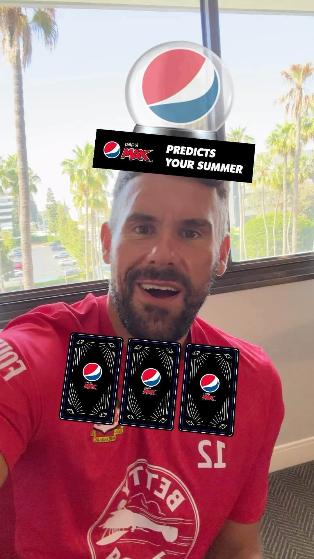 ベン・フォスターのインスタグラム：「Here we go then….Apparently this is what my summer is looking like…let’s see yours 🫵 (maybe minus the beer garden 😜)  Let’s see how this prediction looks come September🔥  @PepsiMaxUK predicting my summer 🥤🔥   #YouProbsPreferPepsiMAX #ad」