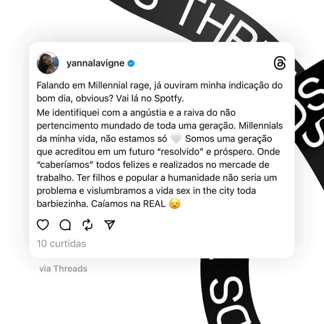 Yanna Lavigne 稲垣アンのインスタグラム：「Tava pensando aqui… 💭 concorda, discorda? O importante é deixar a reflexão. Sigam-me os bons no THREADS !」