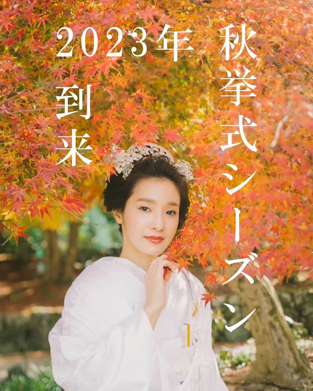 和婚スタイルのインスタグラム：「秋挙式シーズン到来🍁 2023年内でご検討の新郎新婦様！  . 秋は七五三と重なり、神社のご予約がとっても埋りやすい時期です！ ご予約はぜひお早めに🏃  . 【ご相談予約はプロフィールより↓】 @wakonstyle −−−−−−−−−−−−−−− #和婚スタイル  #和婚スタイル花嫁 #神社  #神前式 #仏前式 #祝言 #秋 #紅葉 #和装ロケ撮 #2023夏婚  #2023秋婚 #2023冬婚  #花嫁  #ウェディング #結婚式  #和装 #着物  #白無垢  #結婚式コーデ  #和装婚  #前撮り  #和装前撮り #神社挙式 #白無垢 #色打掛 #引振袖」