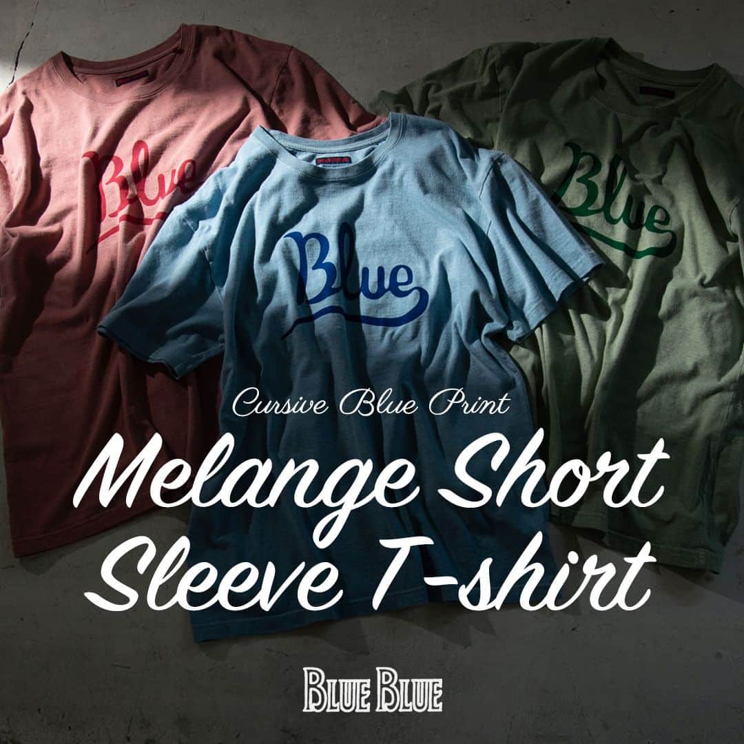 ハリウッドランチマーケットのインスタグラム：「BLUE BLUEより、ご好評いただいているカーシブ Blue プリントTシャツのNEWアイテムが入荷しました。 メランジ調の杢グレーの生地に色を重ねて、着込んで色褪せたような色合いに仕上げた、こだわりのアイテムです。  詳細は @seilin_official ストーリーズハイライト"FEATURE" または、SEILIN ONLINE SHOPよりご覧いただけます。 https://www.hrm-eshop.com/shop/pages/blueblue_cursive_blue_t_shirt.aspx  ------------------------------- (Dear international customers) We offer international shipments. Please visit SEILIN ONLINE SHOP to make purchases. -------------------------------  #ブルーブルー #blueblue #聖林公司 #seilin」
