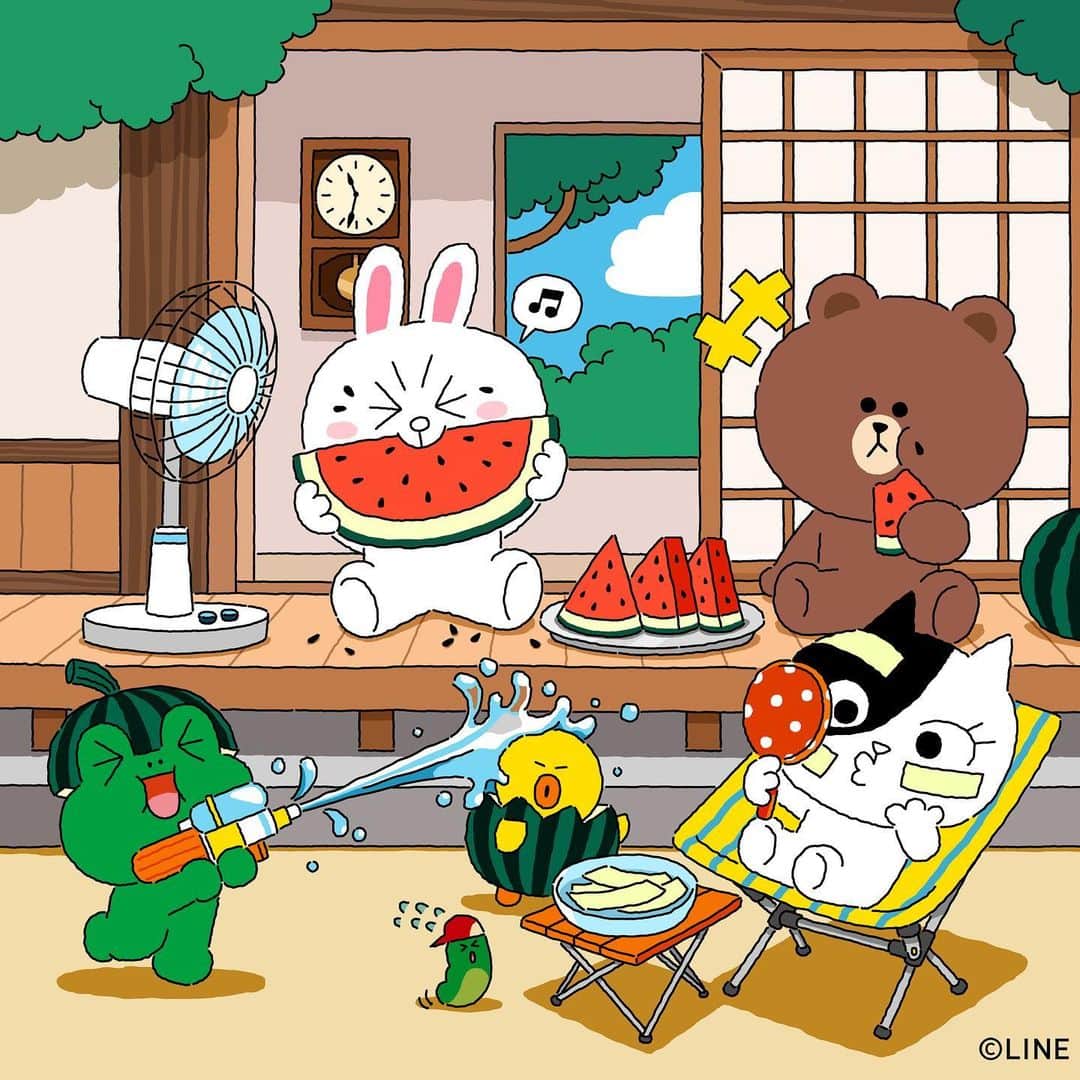 LINE FRIENDSさんのインスタグラム写真 - (LINE FRIENDSInstagram)「Chilled watermelon ...