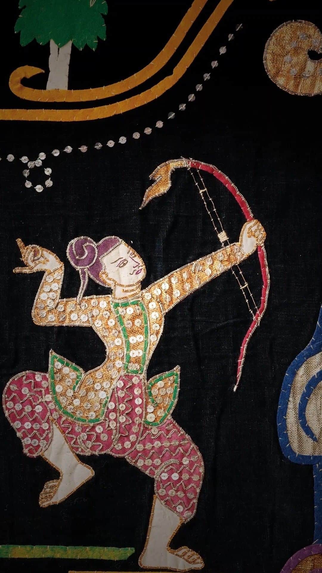大英博物館のインスタグラム：「From influential superpower to repressive regime, Myanmar – also known as Burma – has seen dramatic fluctuations in fortune over the past 1,500 years.  Our newly announced special exhibition will explore the extraordinary artistic output of its peoples over more than a millennium of cultural and political change.  Beginning around AD 450 and concluding with modern-day artists, the show explores how Myanmar’s various peoples interacted with each other and the world around them, leading to new ideas and art forms.  Burma to Myanmar opens on 2 November 2023 – find out more and book tickets via the link in our bio.   Supported by Zemen Paulos and Jack Ryan  🔎 Textile hanging (detail) with scenes from the Ramayana, present-day Myanmar, early 1900s.  #BritishMuseum #BurmaToMyanmar」
