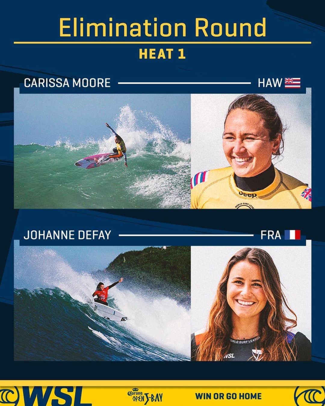 世界プロサーフィン連盟（WSL）のインスタグラム：「The #CoronaOpenJbay Women’s Elimination Round is ON! Who will make it through to the Quarterfinals?   Watch live on worldsurfleague.com.  @corona @kougamunicipality」