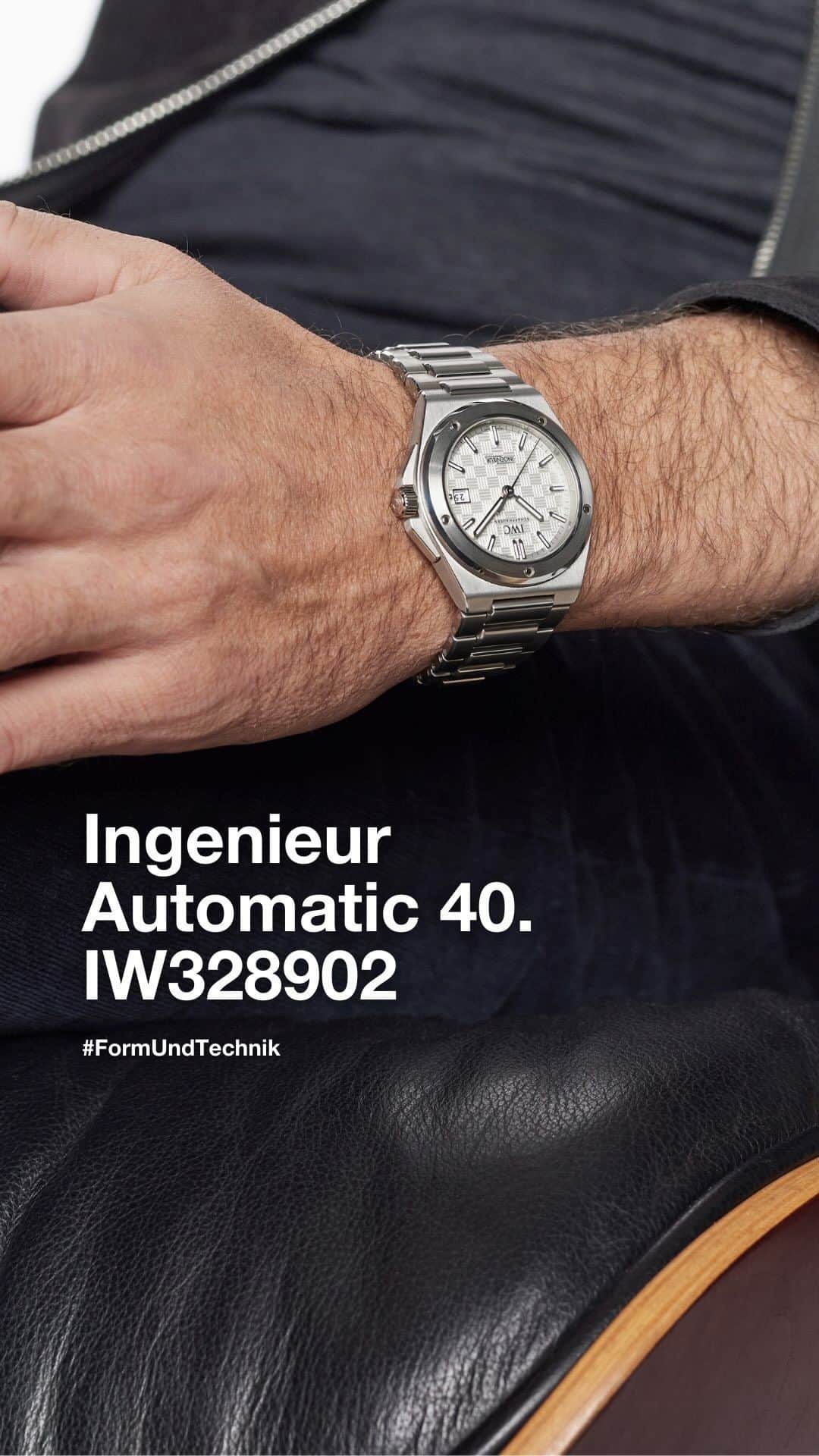 IWCのインスタグラム：「A combination of elegance and sportiness.  🔗Link in Bio  ℹ Ref. IW328902 White dial Stainless steel case and bracelet IWC-manufactured 32111 Calibre Automatic pawl winding system Protection against magnetic fields」