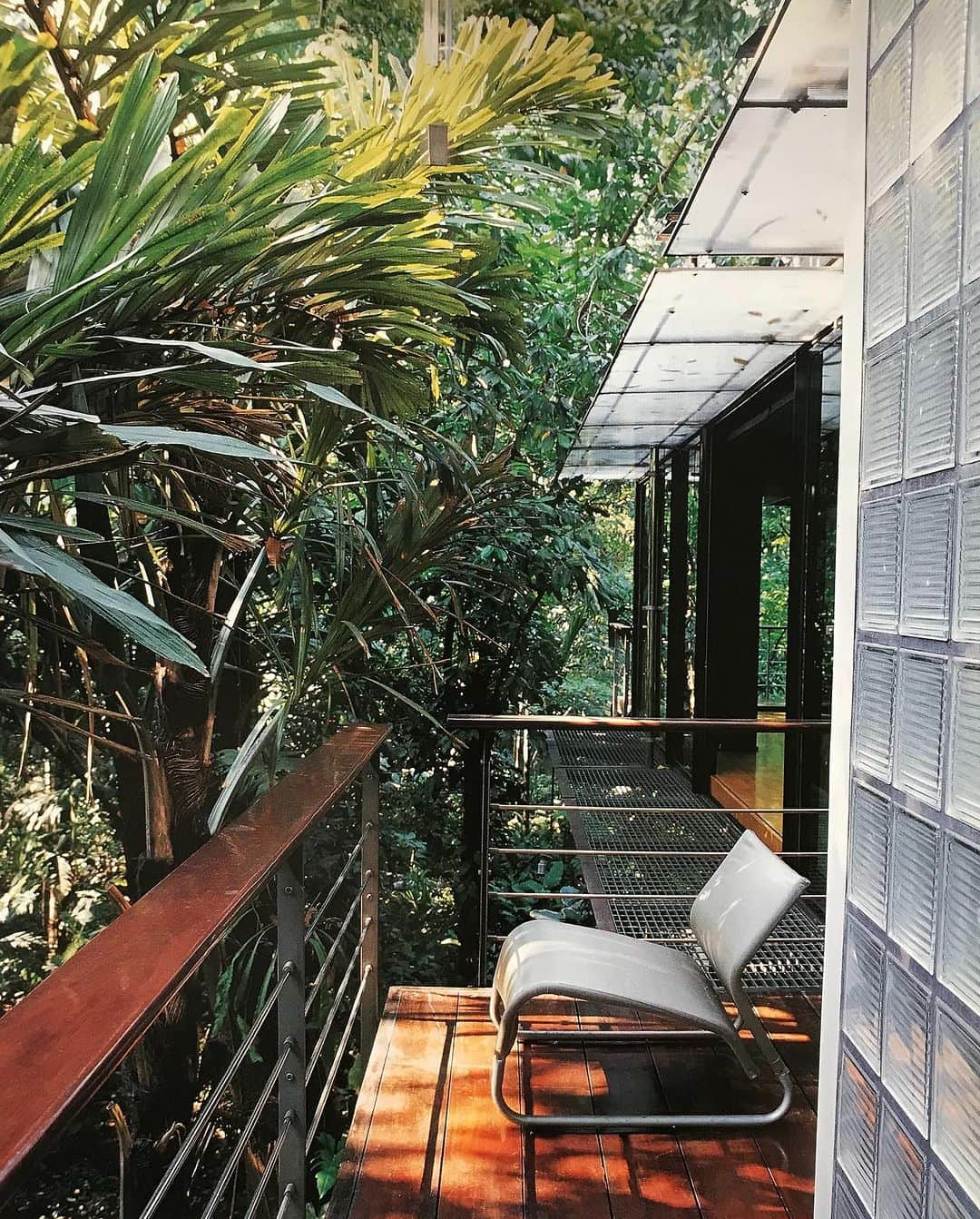 Meganさんのインスタグラム写真 - (MeganInstagram)「Tropical Minimalism 🌴 . . . . #tropicalminimal #interiordesign #architecture #glassbricks #deck #palmtrees」7月19日 0時50分 - zanzan_domus