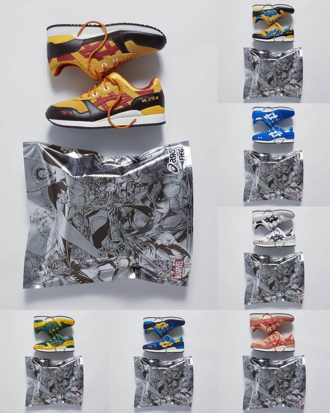 Nice Kicksさんのインスタグラム写真 - (Nice KicksInstagram)「Kith and ASICS are releasing an epic Uncanny X-Men-inspired GEL-LYTE III collection on July 28 at 11AM EST @nicedrops 🔥  @ronniefieg designed seven custom pairs inspired by the Beast, Cyclops, Gambit, Rogue, Storm, and Wolverine 💥  Each pair ($195) comes in collectible sealed boxes with blind-packaging and a PSA-graded Upper Deck Uncanny X-Men Series 1 Trading Cards ❌」7月19日 0時58分 - nicekicks